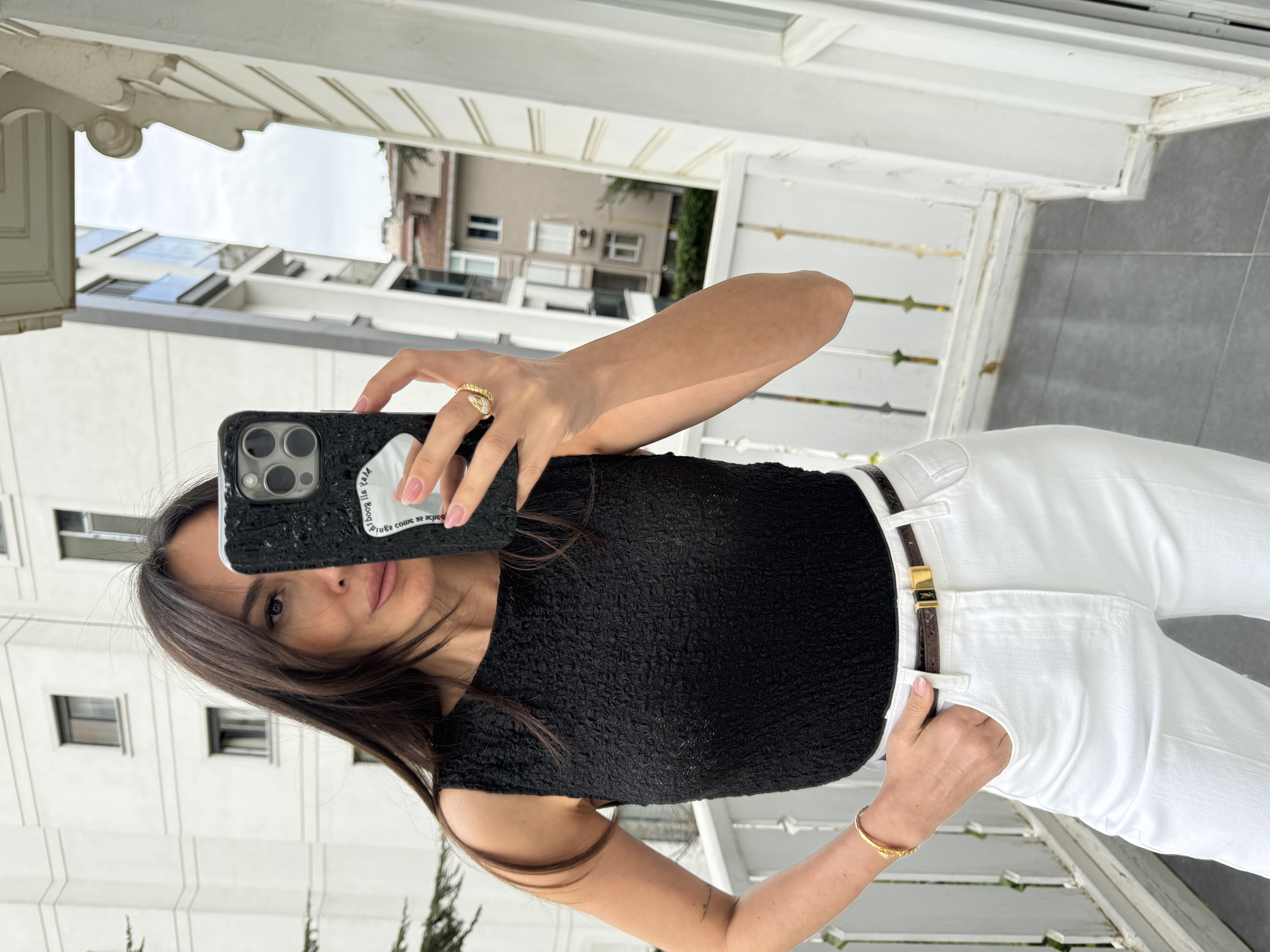 Siyah Kolsuz Dantel Bluz