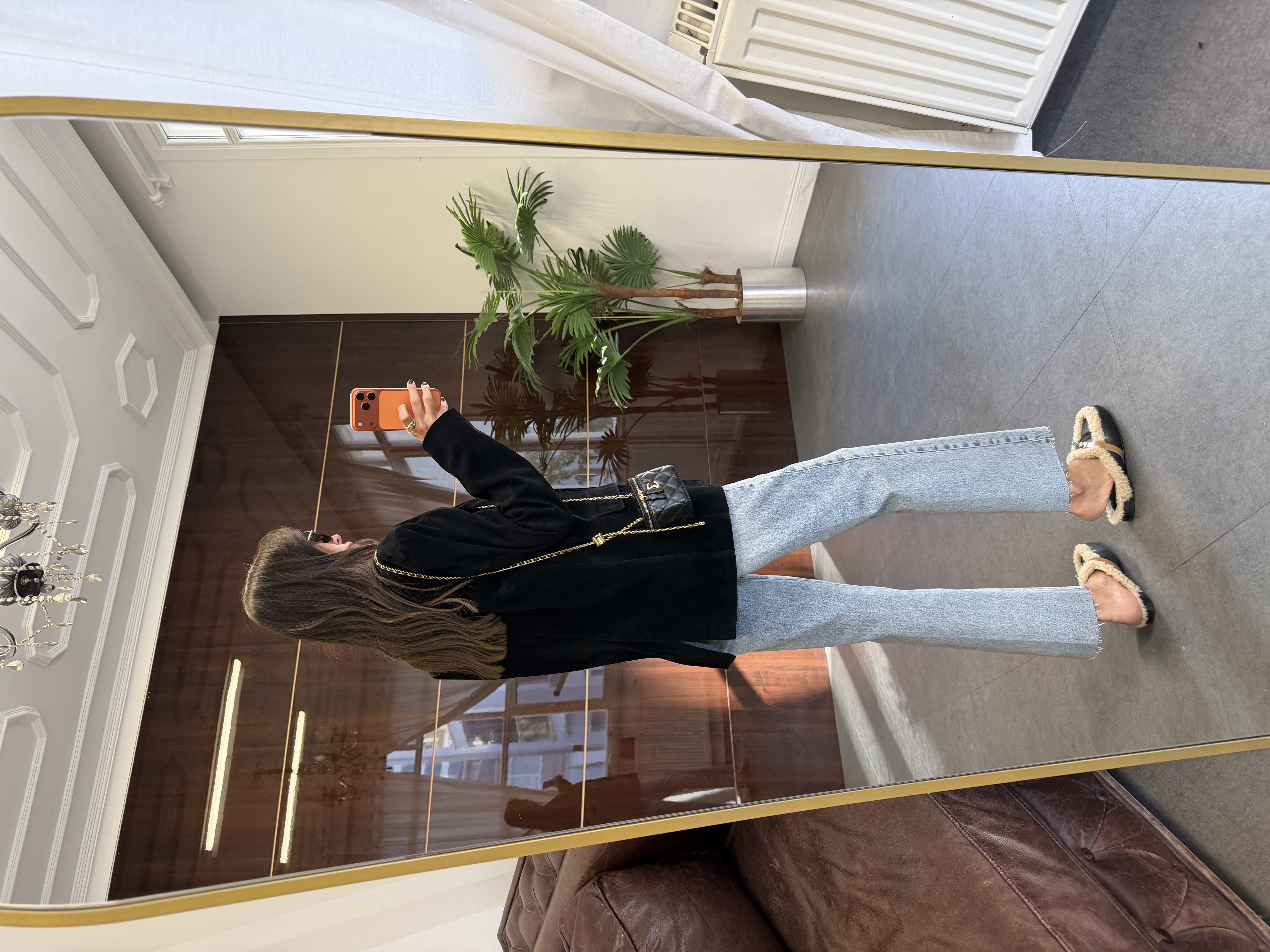 Siyah Kuşaklı Süet Blazer Ceket