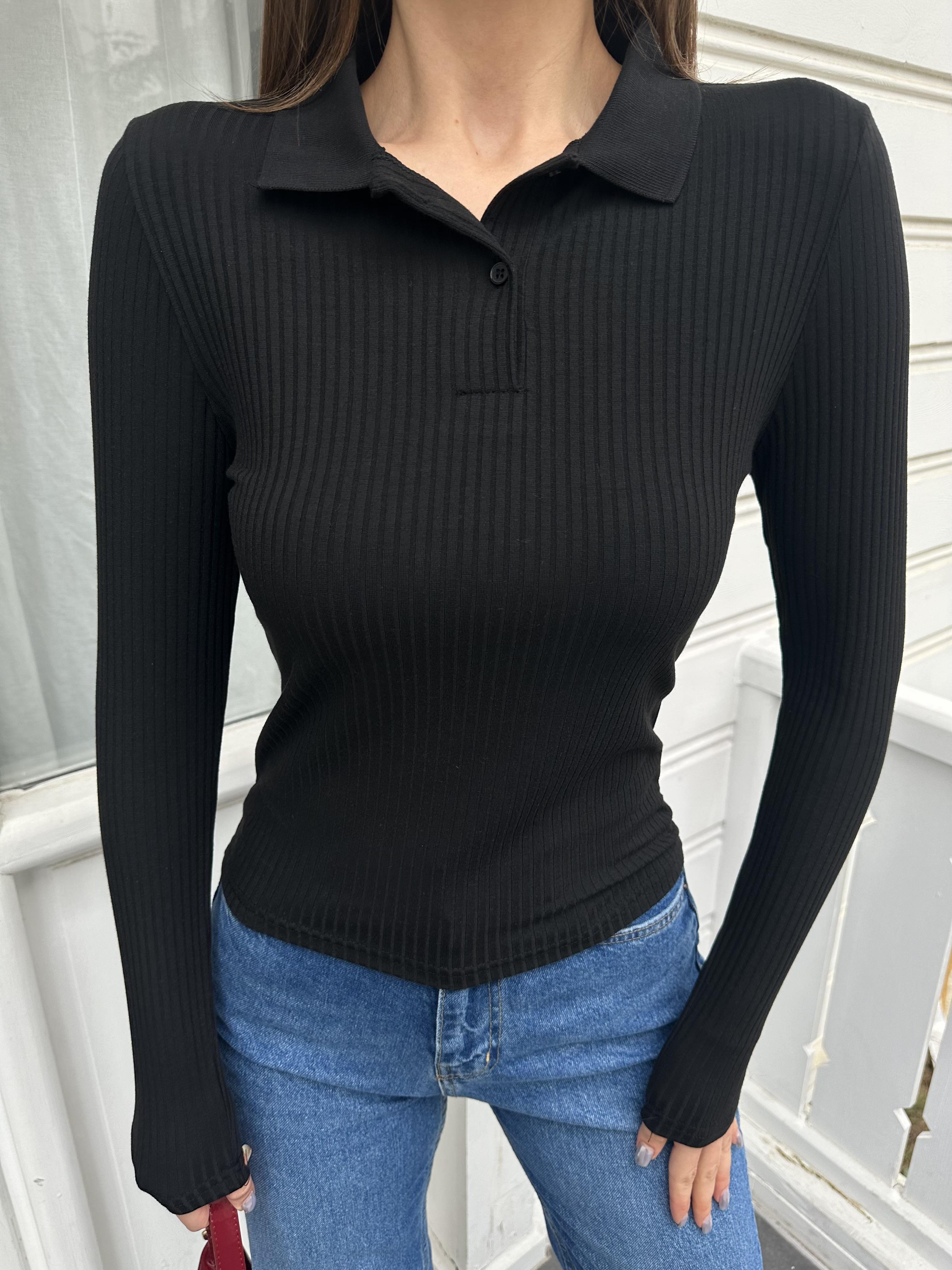 Siyah Polo Yaka Basic Body
