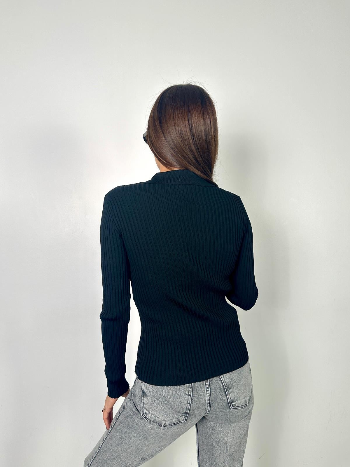 Siyah Polo Yaka Hırka