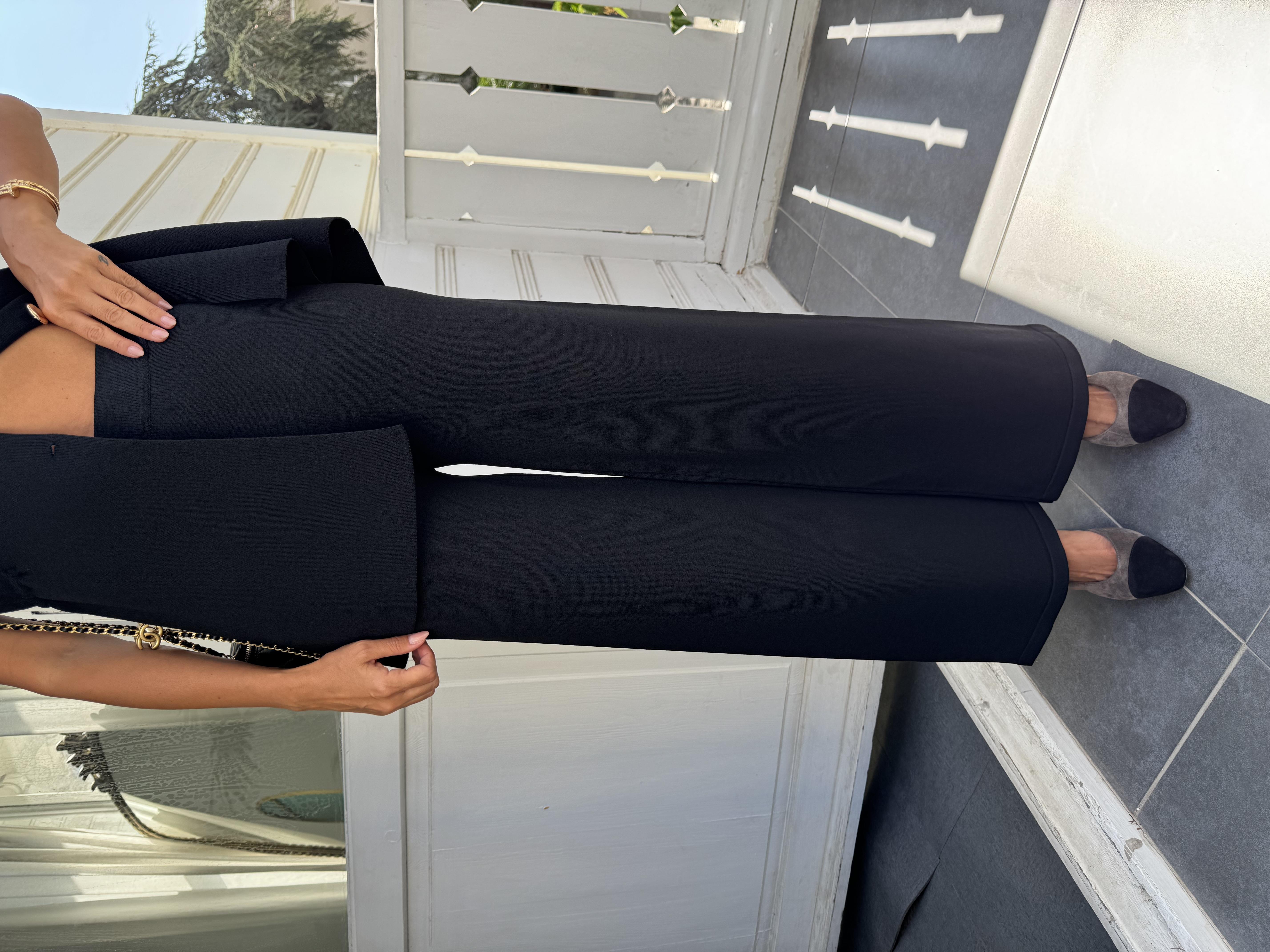 Siyah Premium İnce Fitilli Triko Pantolon