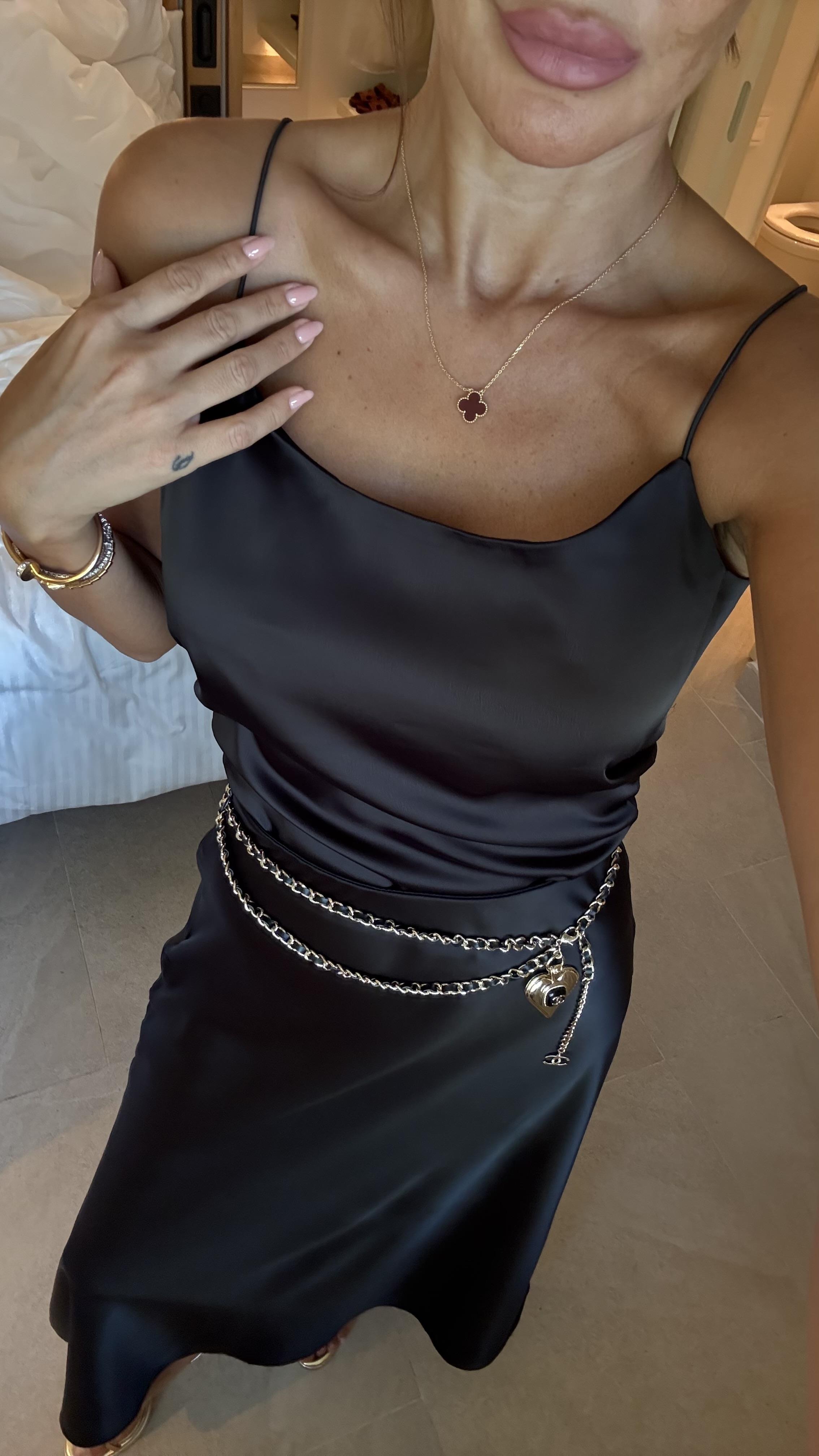 Siyah Saten Etek Bluz İkili Takım