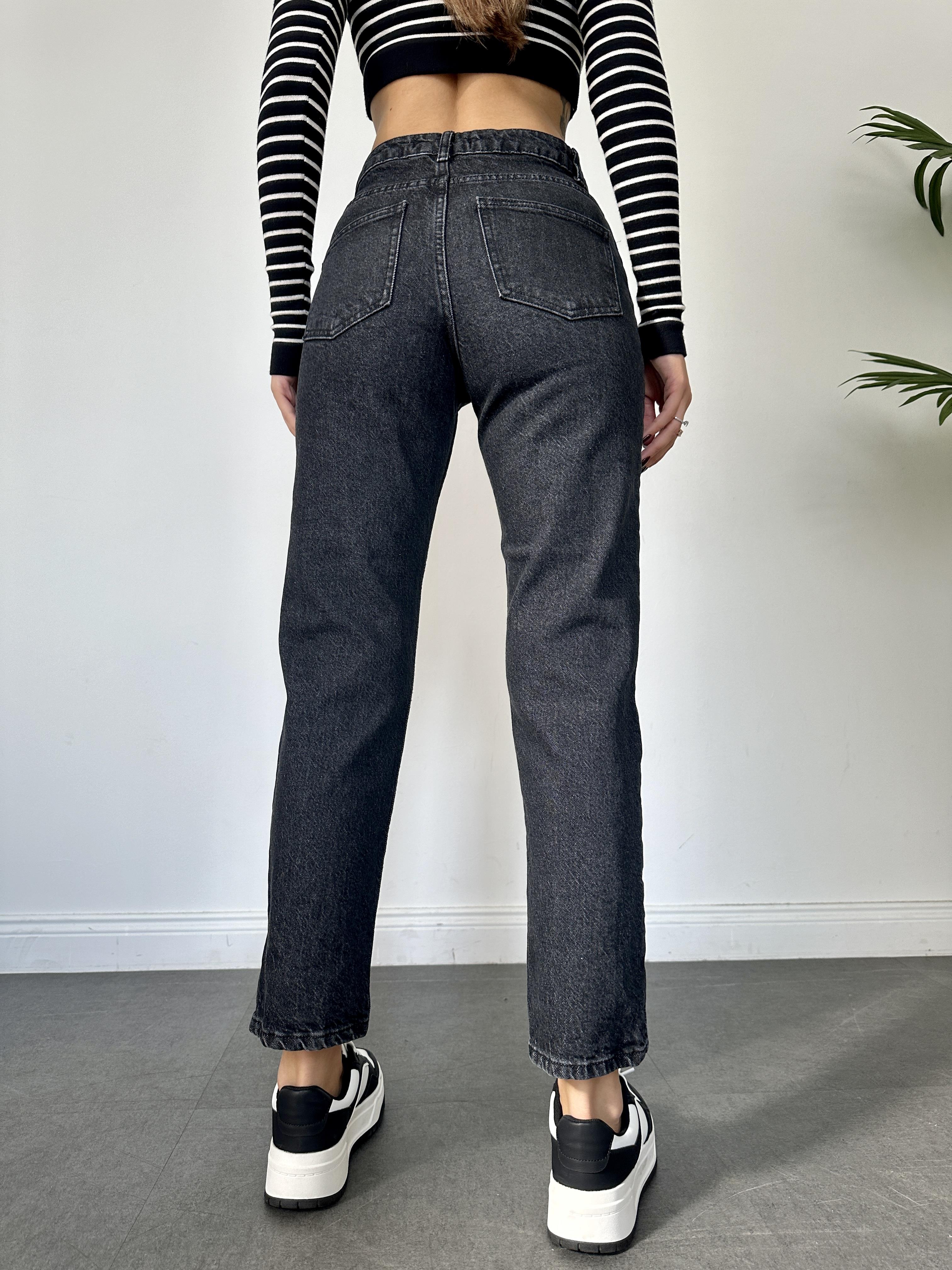 Füme Yıkamalı Mom Jean Pantolon