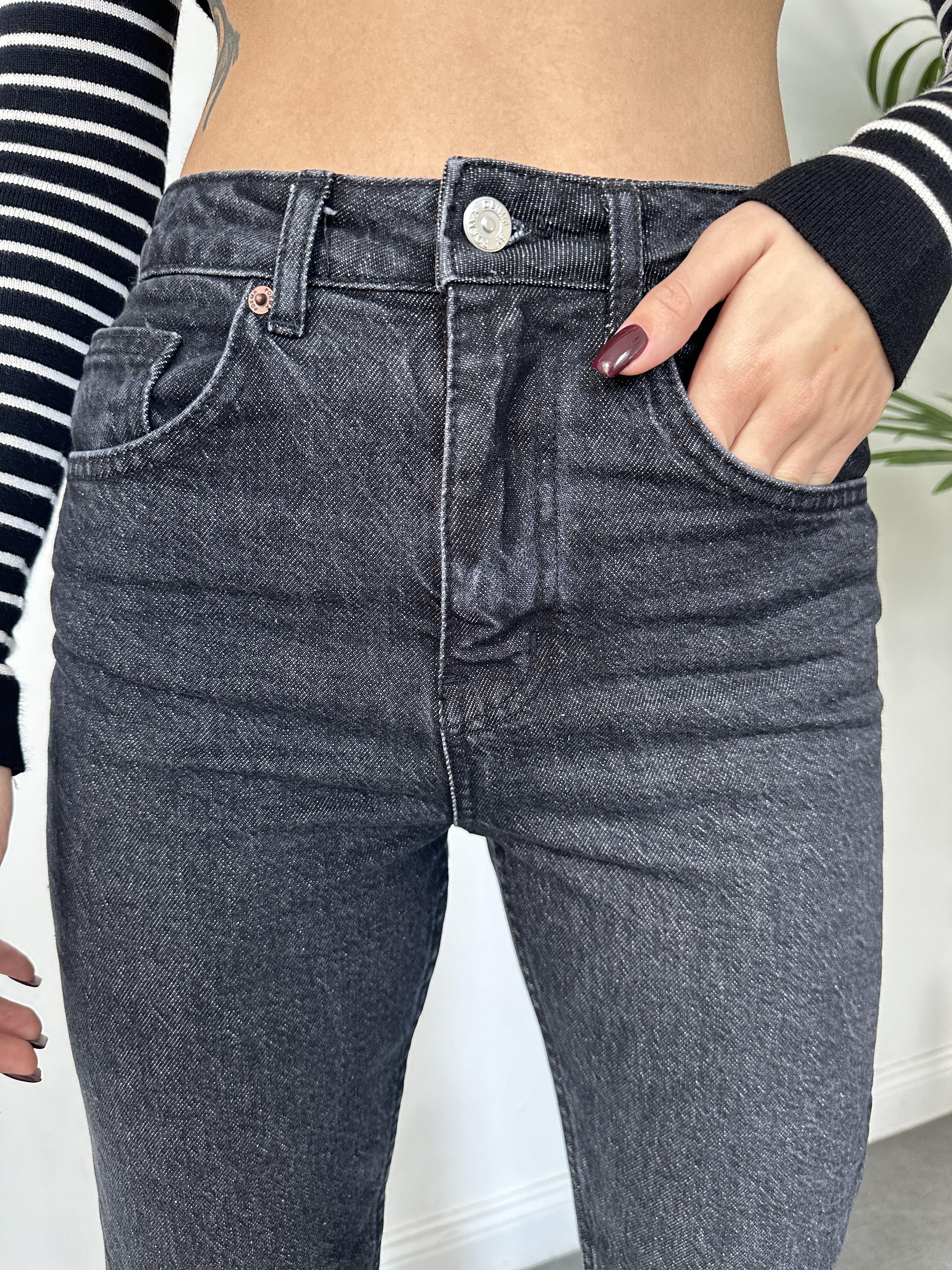 Füme Yıkamalı Mom Jean Pantolon