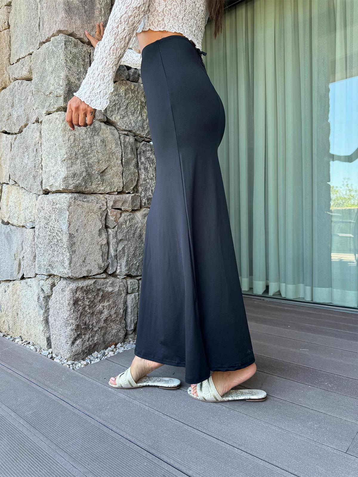 Siyah Yüksek Bel Maxi Etek