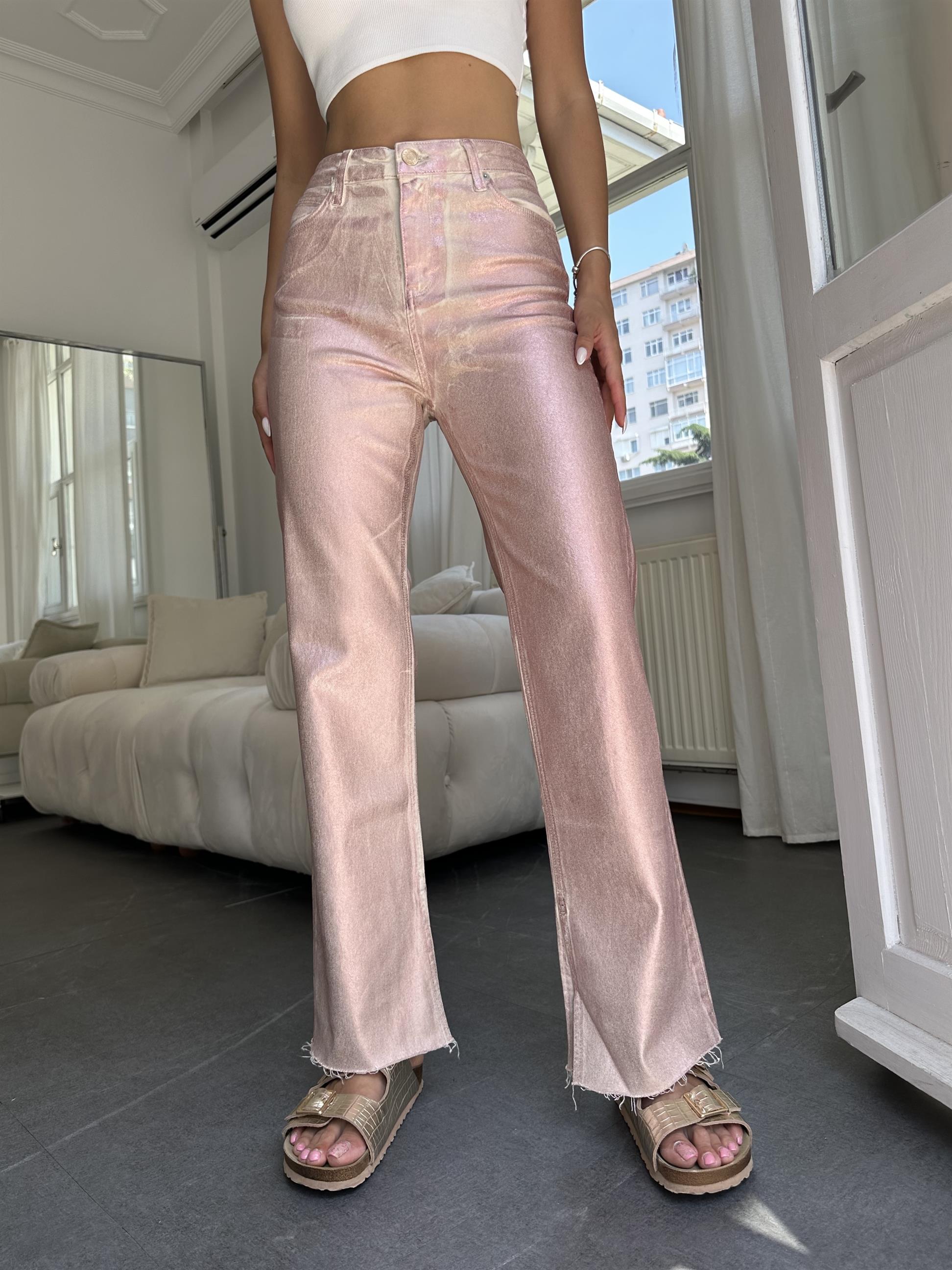 Soft Pembe Parlak Doku Jean