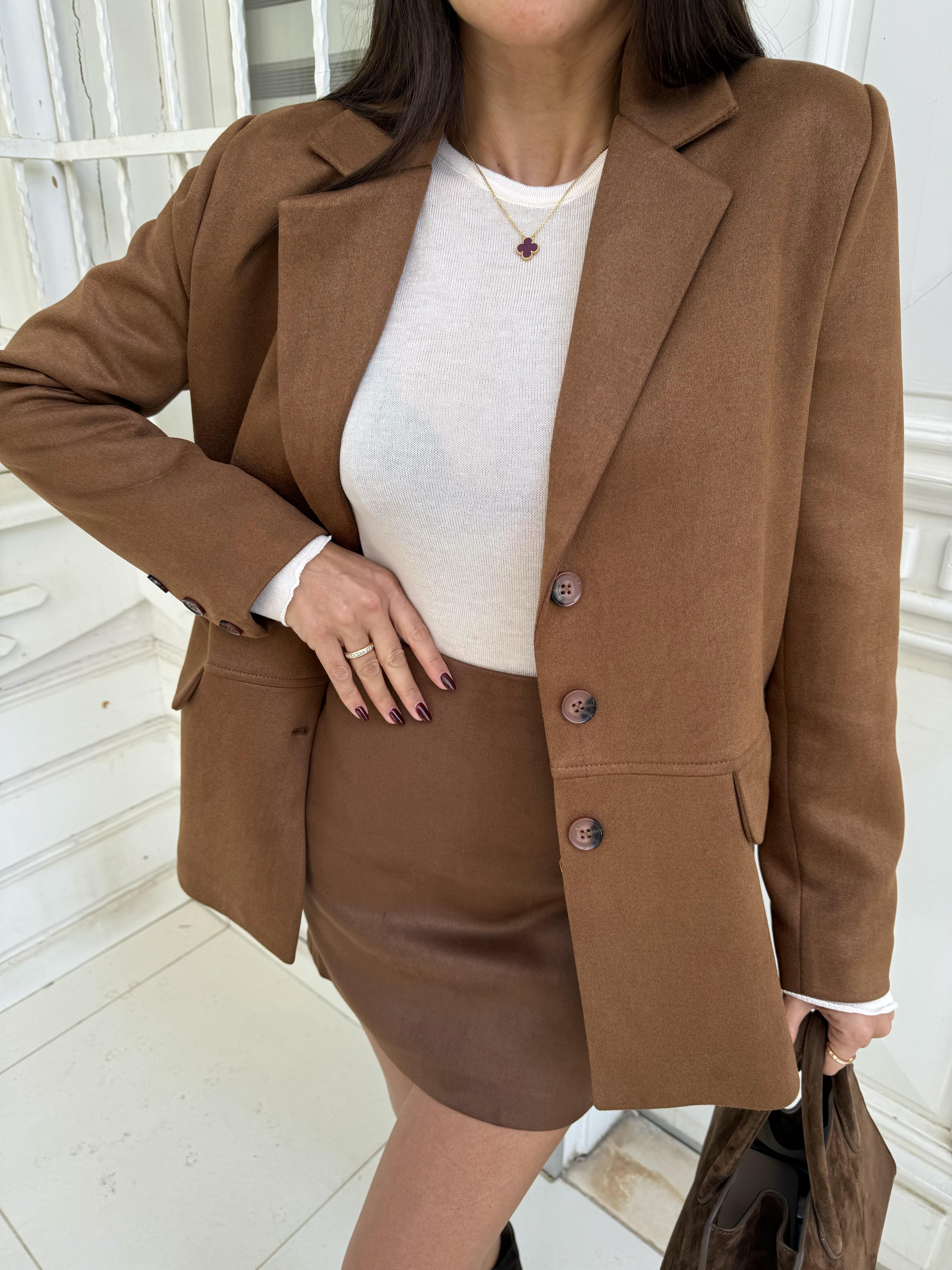 Taba Üç Düğmeli Blazer Ceket