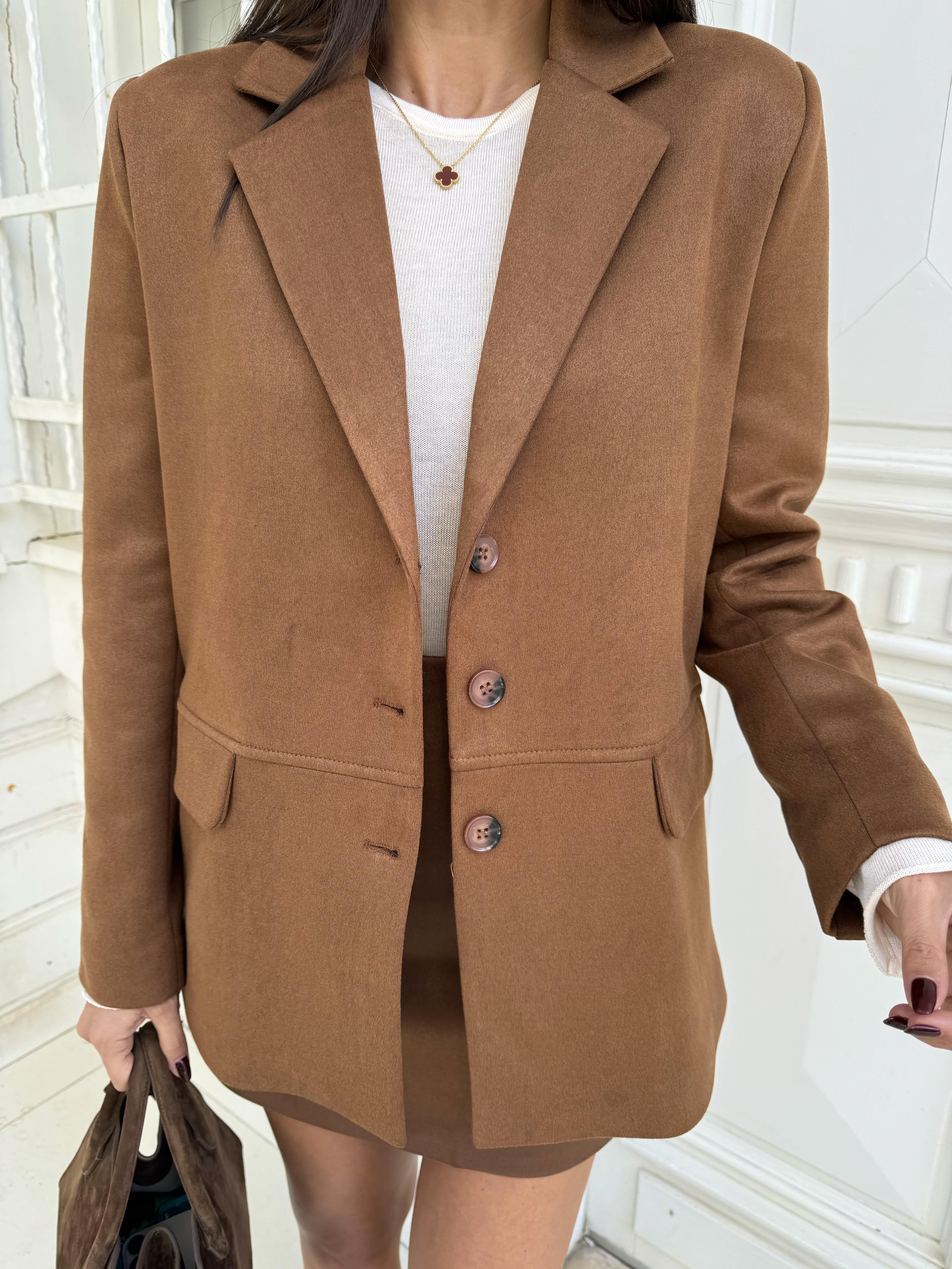 Taba Üç Düğmeli Blazer Ceket