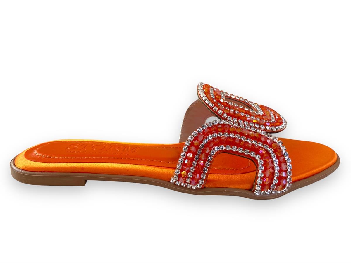 Turuncu Clara Taşlı Terlik