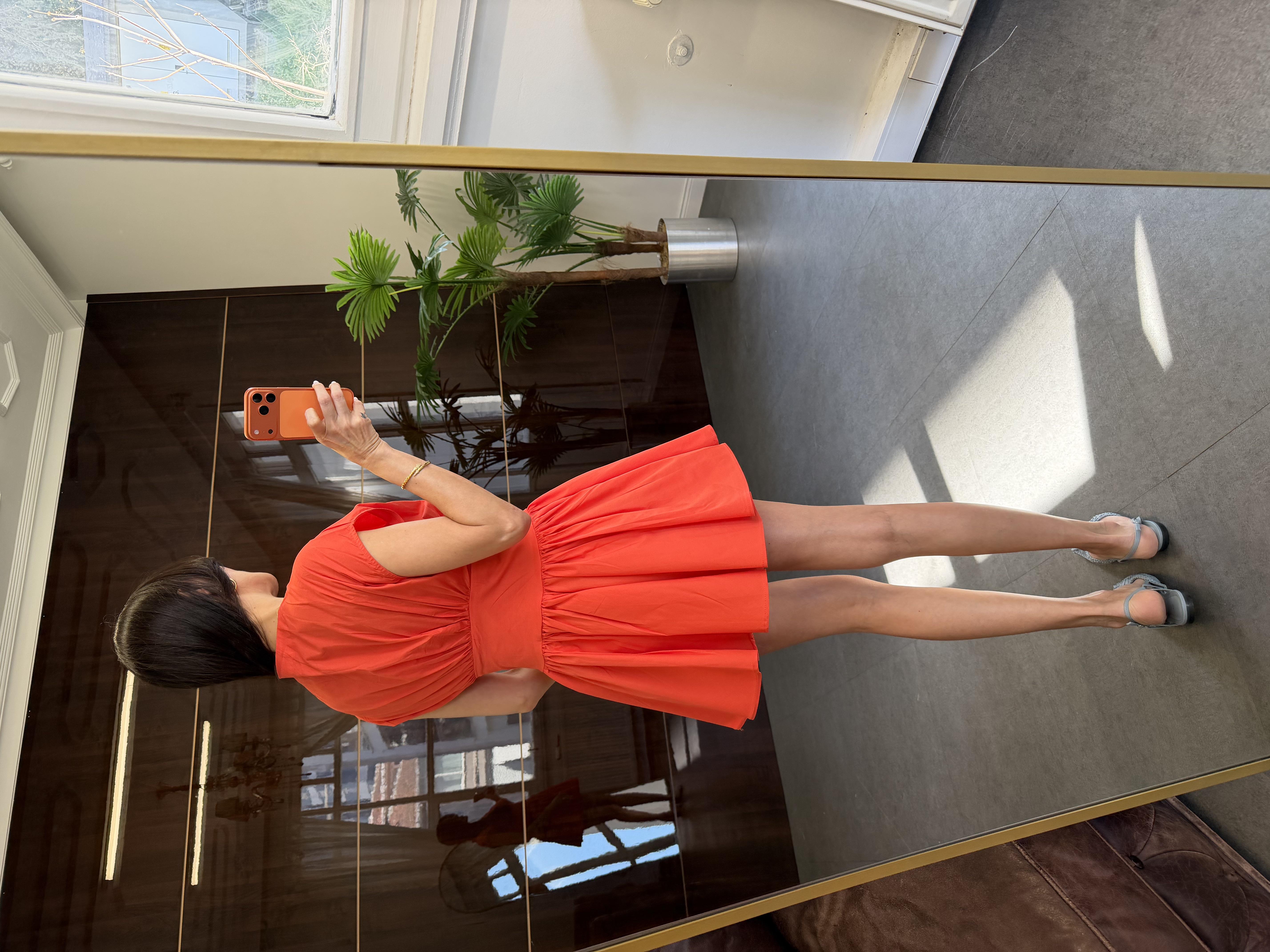 Turuncu Poplin Elbise