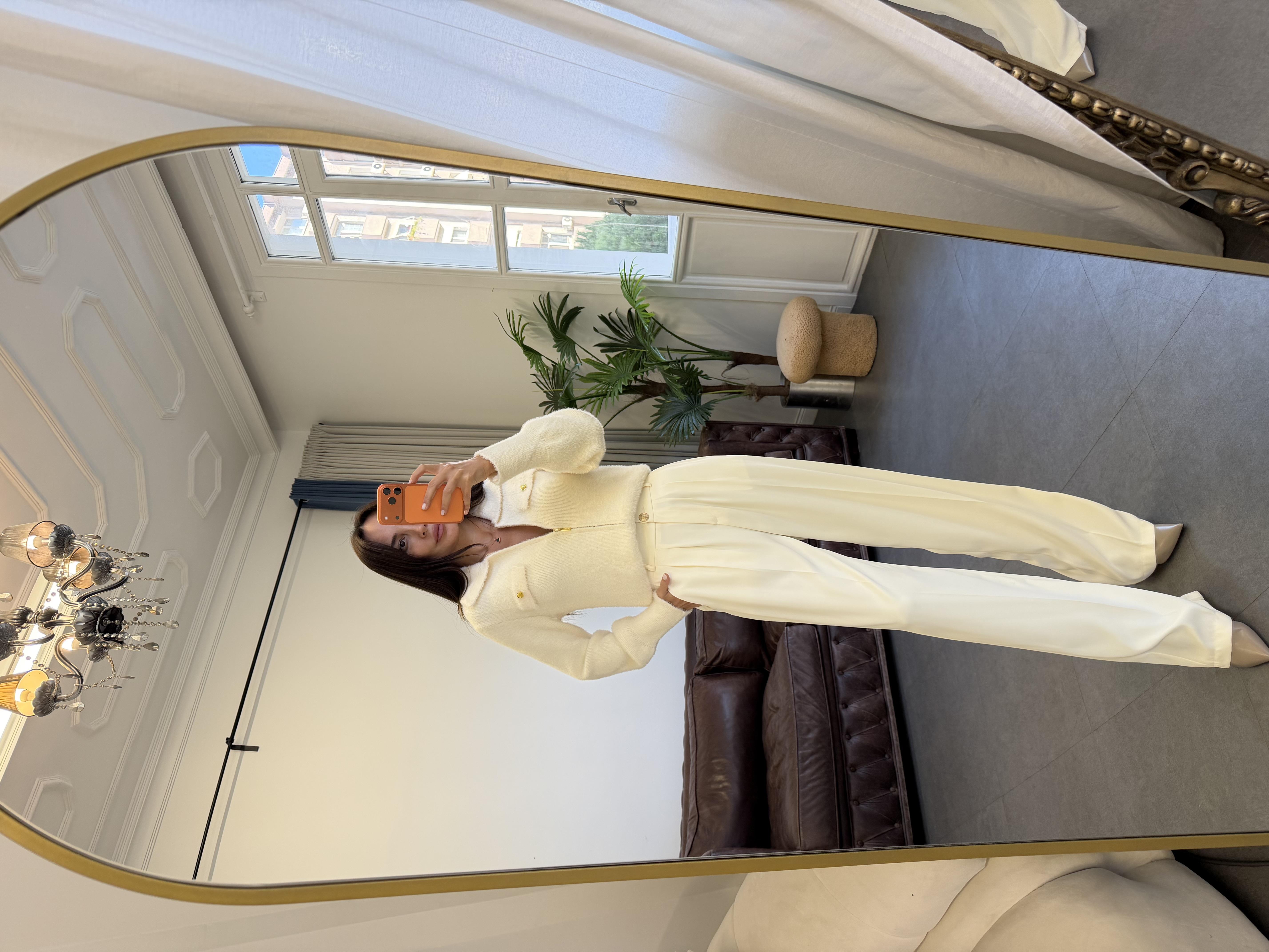 Vanilya Angora Fermuarlı Gömlek Yaka Hırka