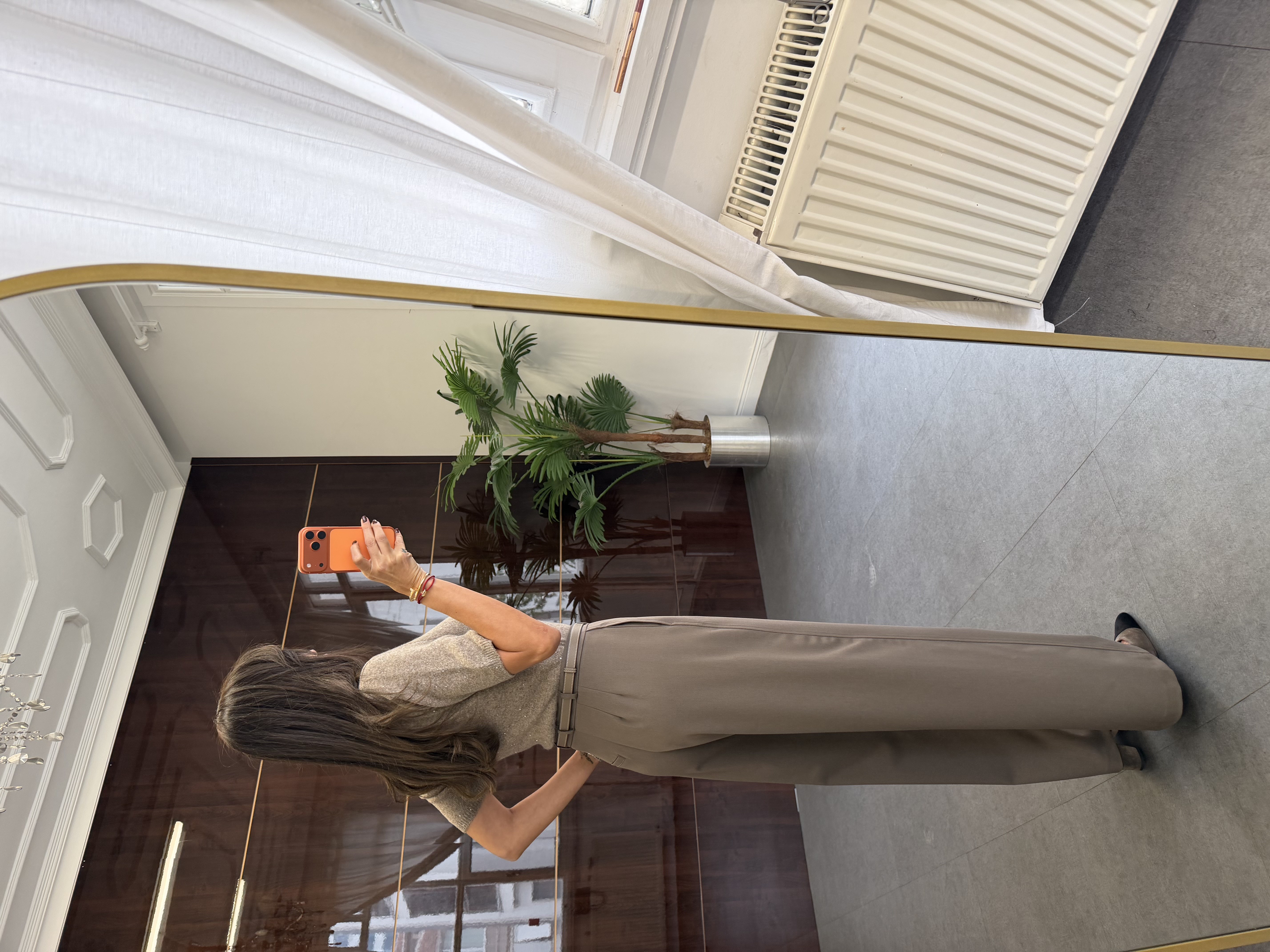 Vizon Kancalı Wide Leg Kumaş Pantolon