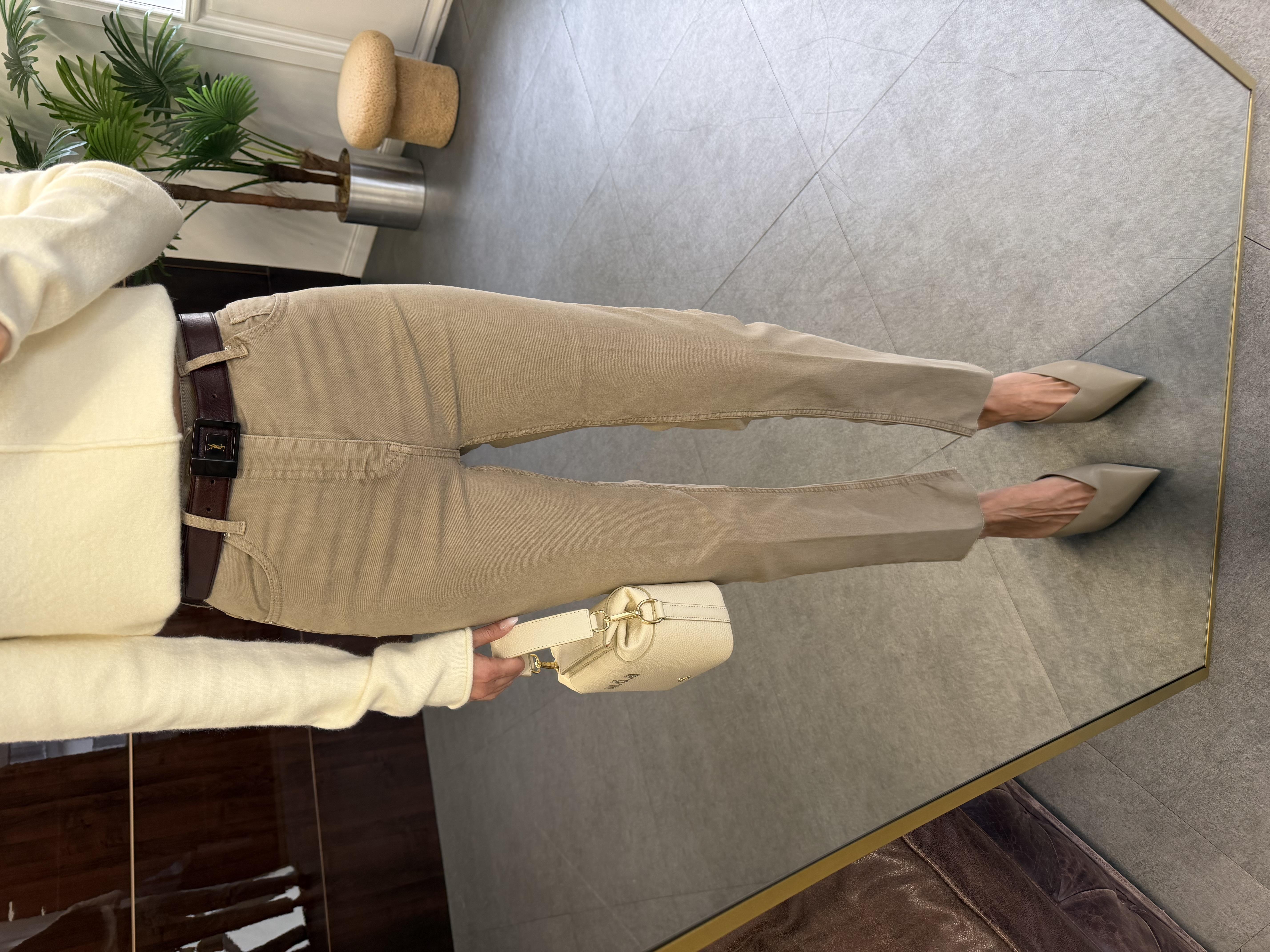 Vizon Kesik Paça Straight Jean Pantolon