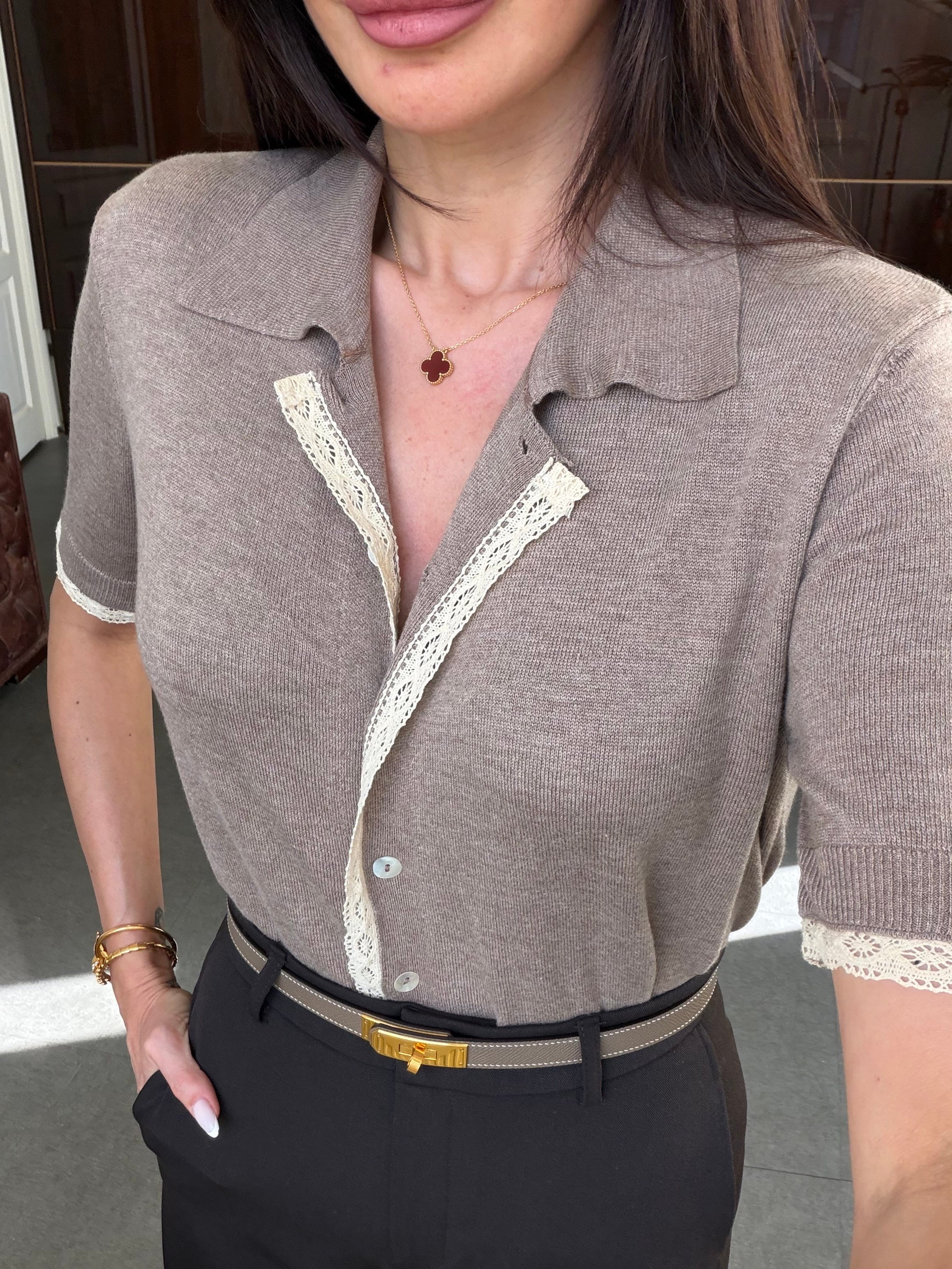 Vizon Kısa Kollu Triko Hırka