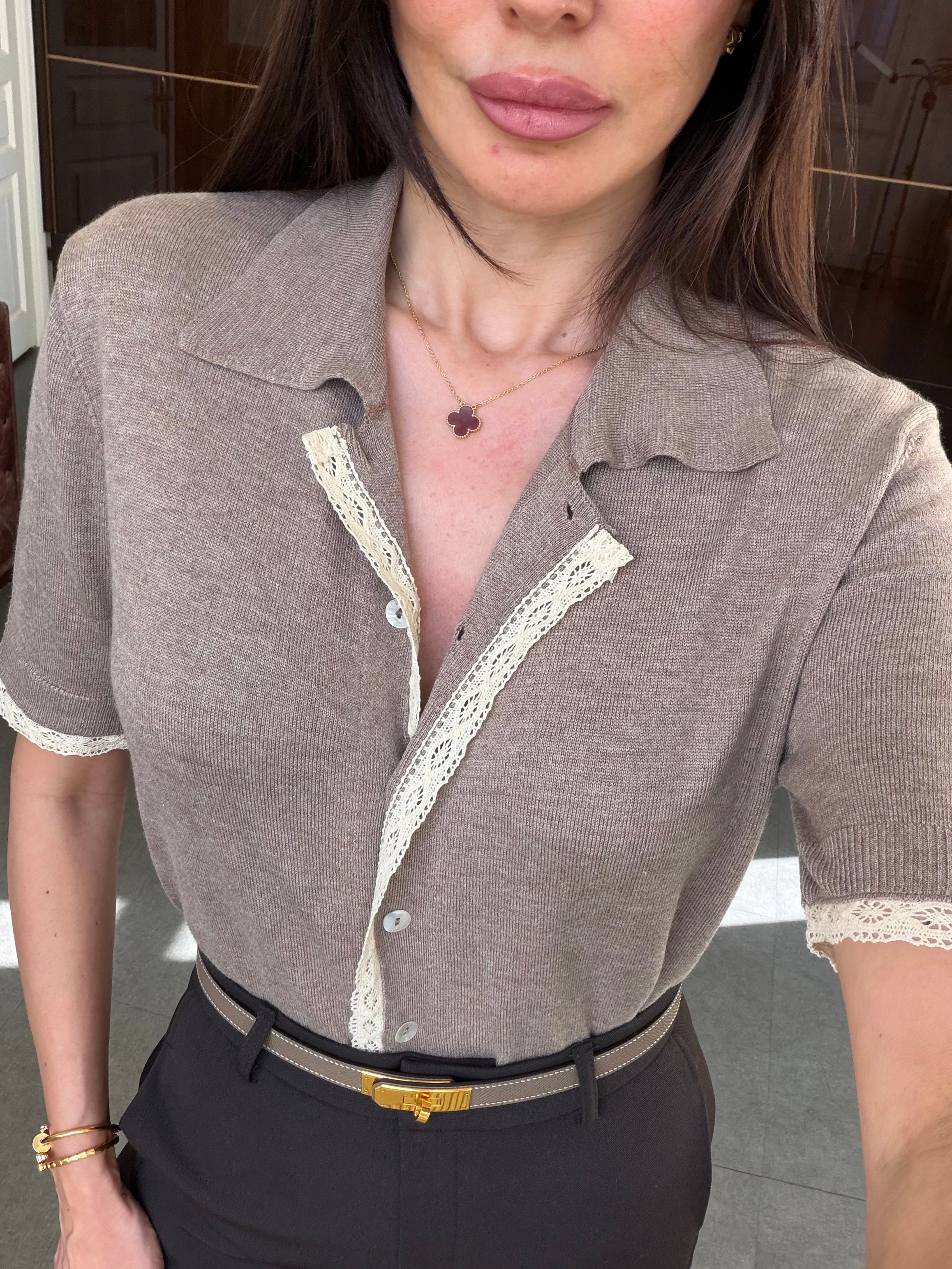 Vizon Kısa Kollu Triko Hırka