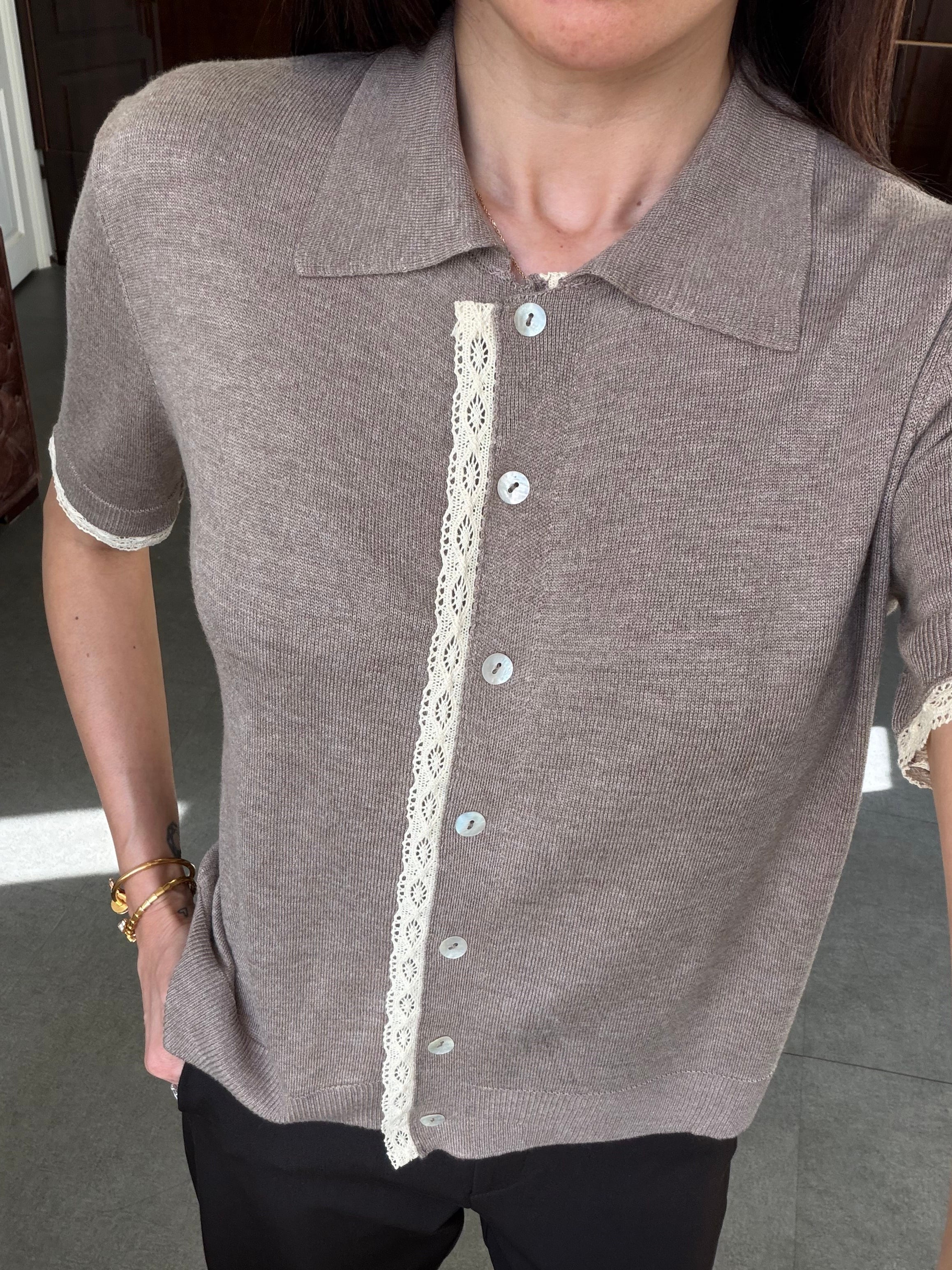 Vizon Kısa Kollu Triko Hırka