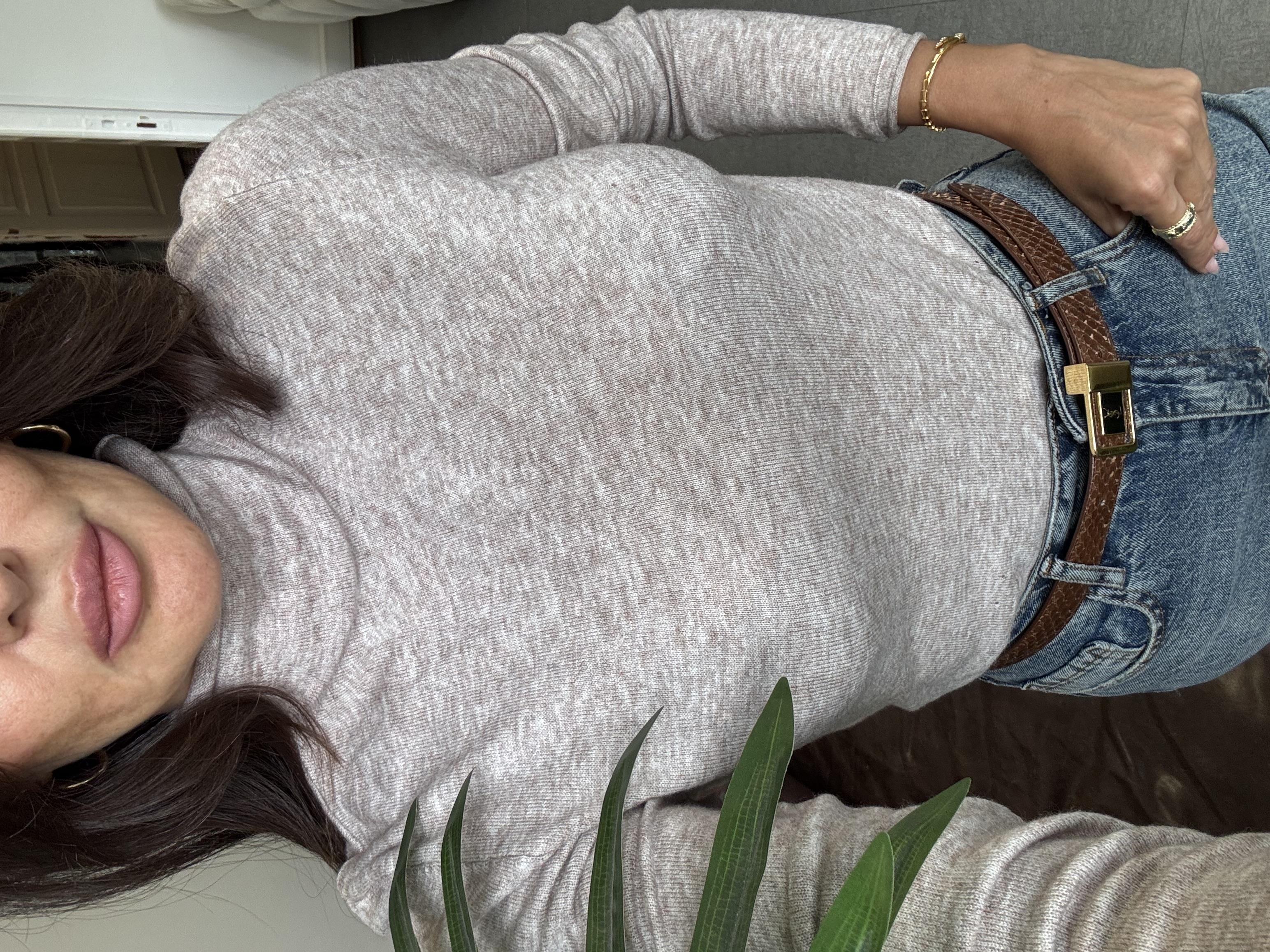 Vizon Melanj Dik Yaka Yünlü Yumuşak İnce Dokulu Triko Kazak