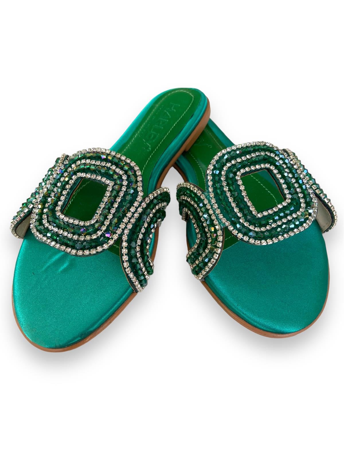 Yeşil Clara Taşlı Terlik