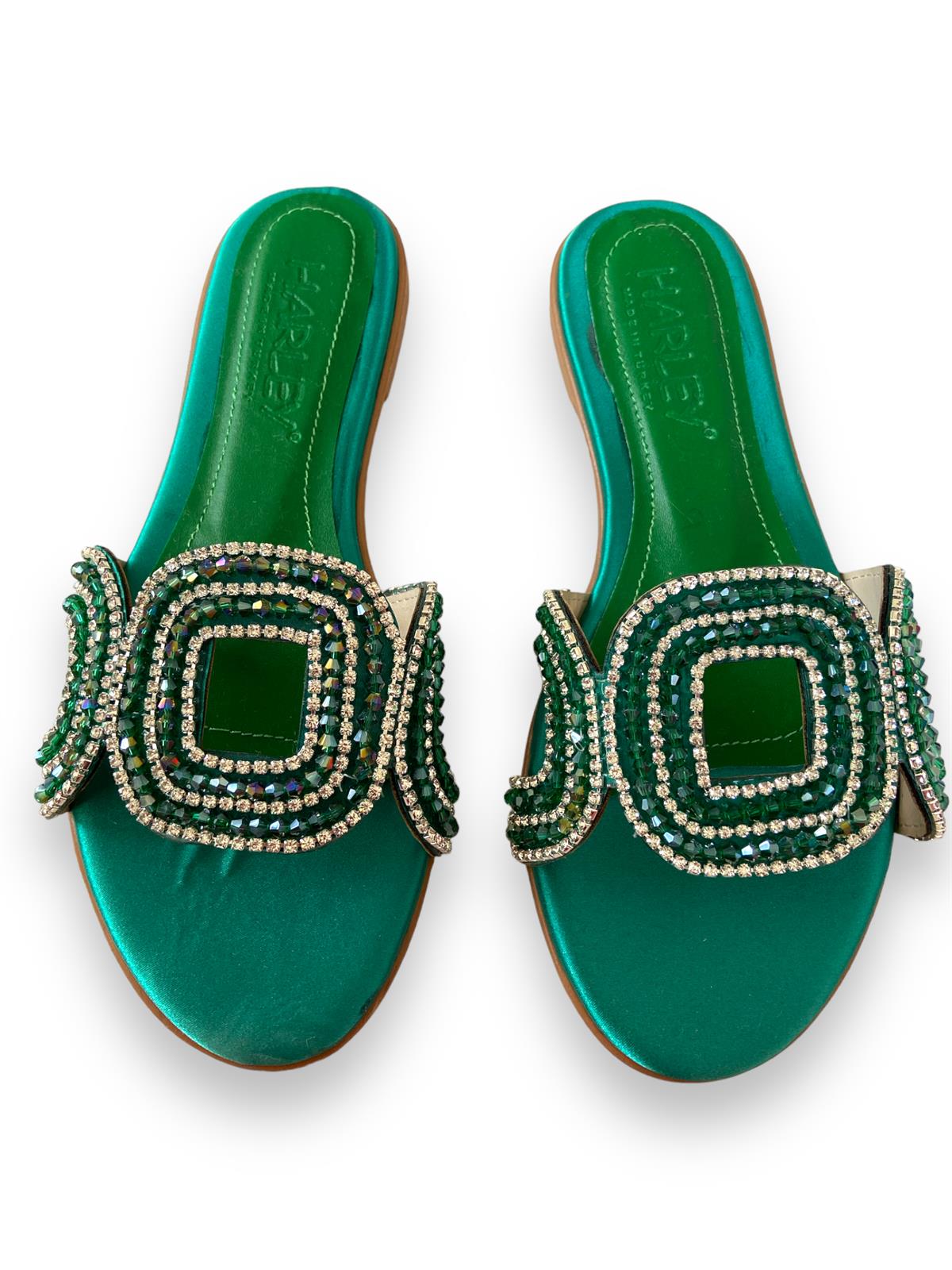 Yeşil Clara Taşlı Terlik