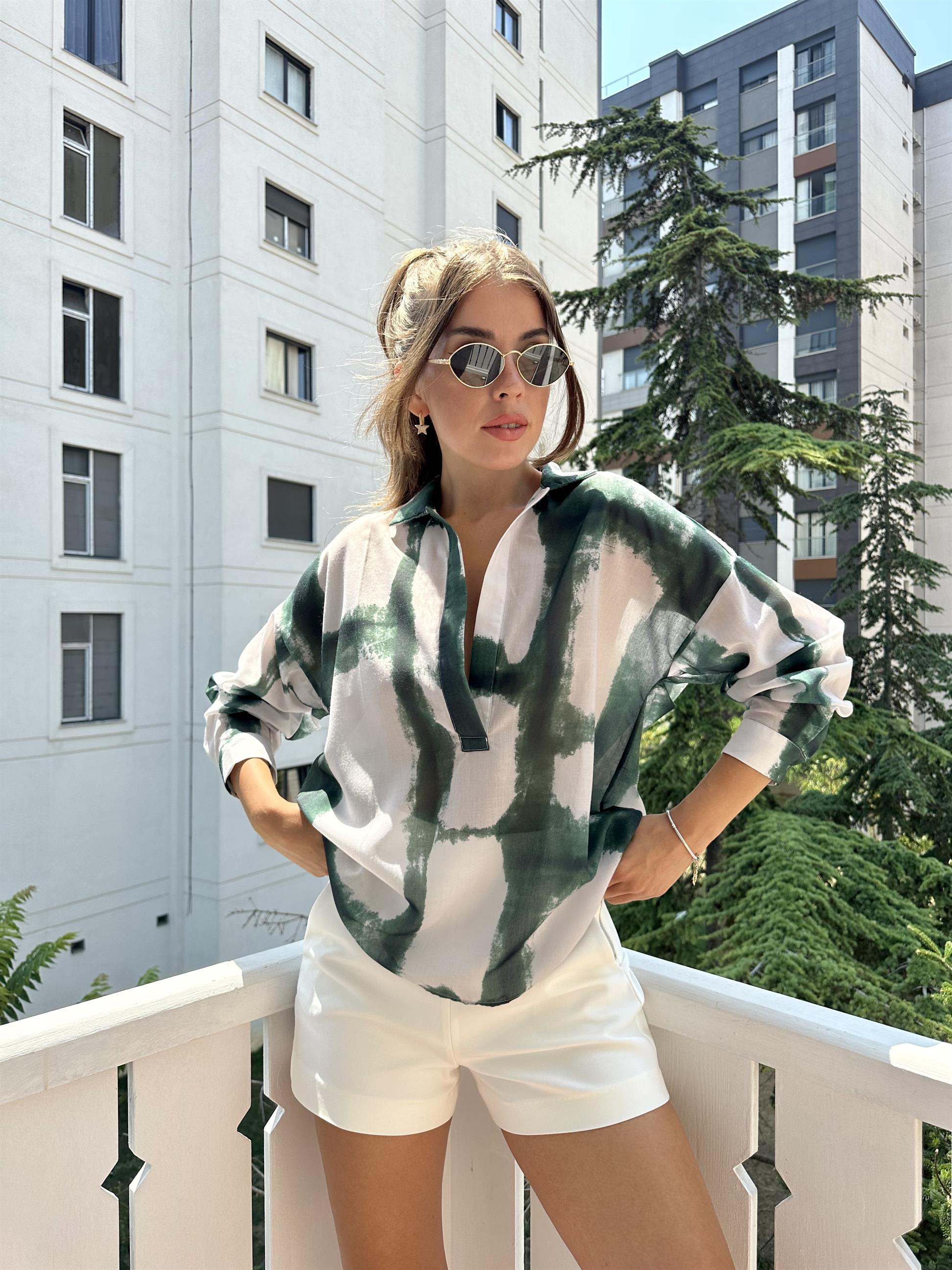 Yeşil Kare Desenli Gömlek