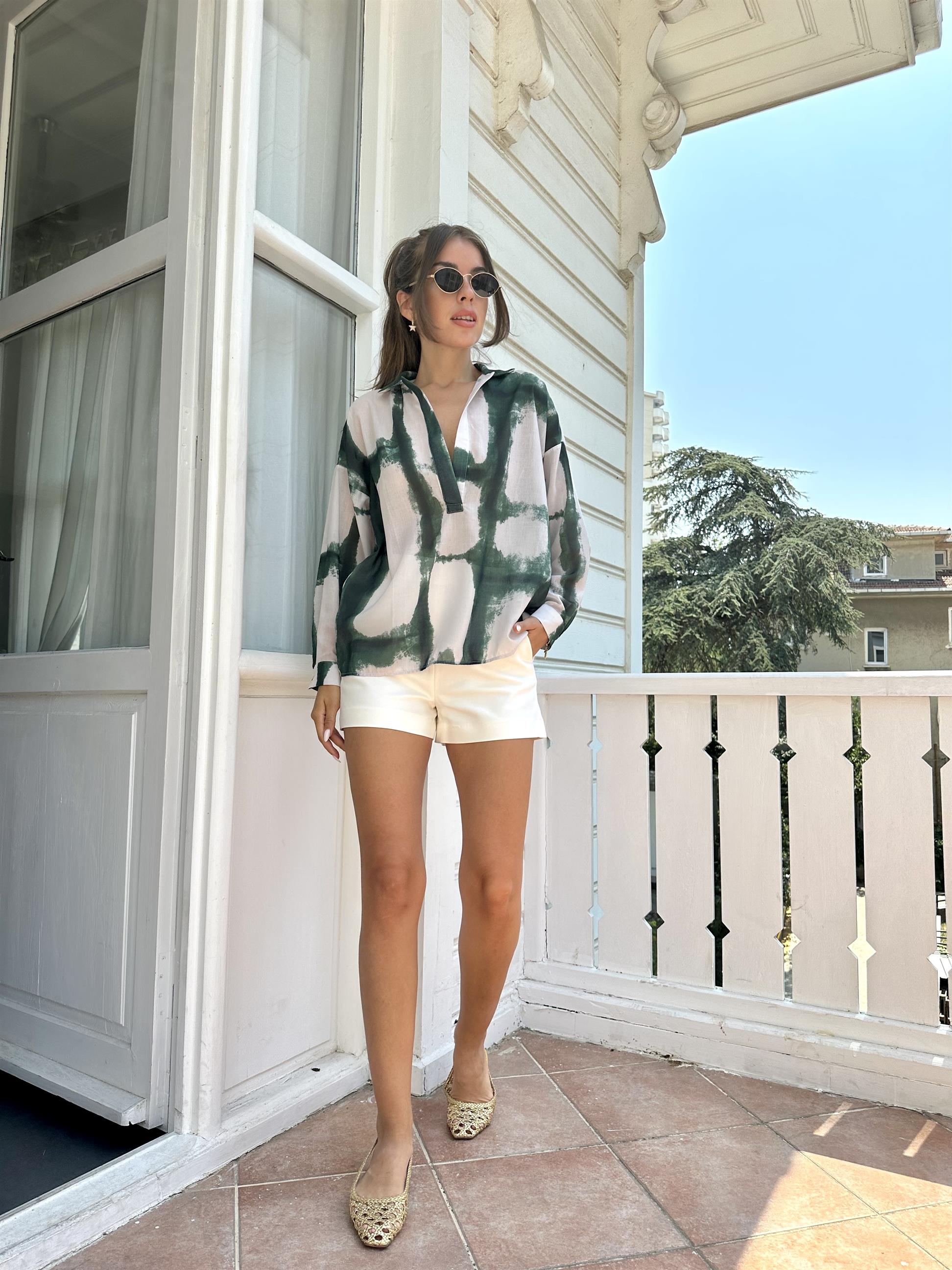 Yeşil Kare Desenli Gömlek