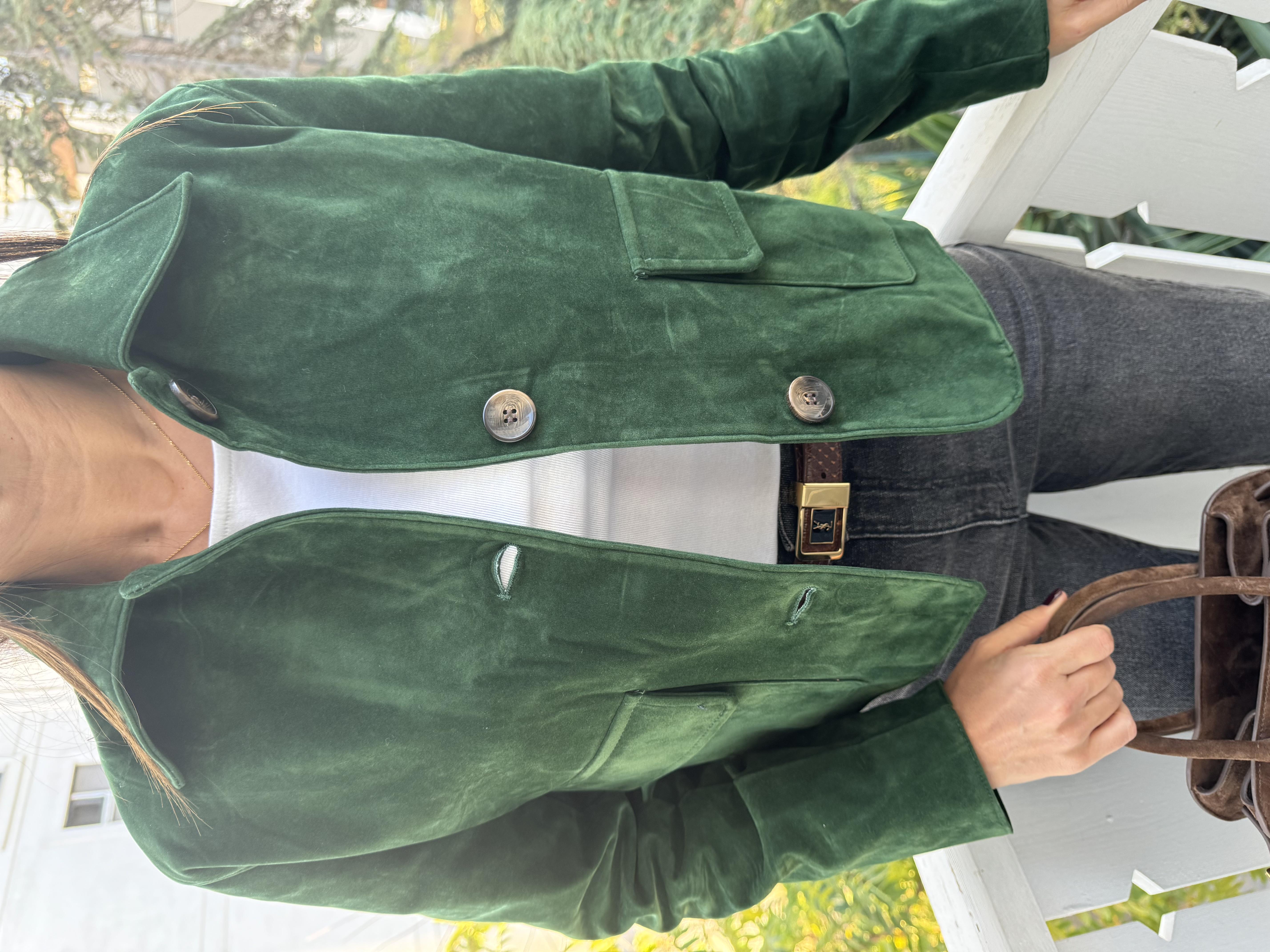 Yeşil Mini Astarlı Güderi Ceket