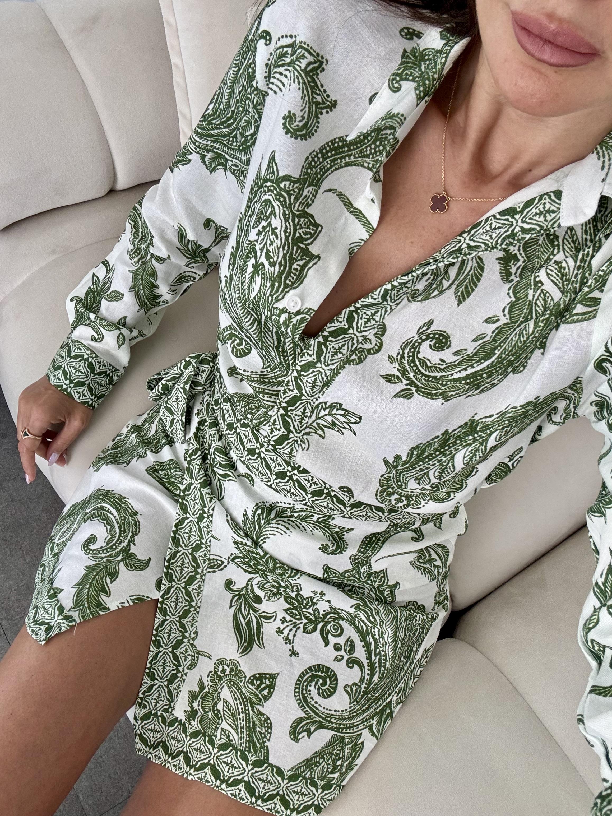 Yeşil Şal Desen Etekli Takım