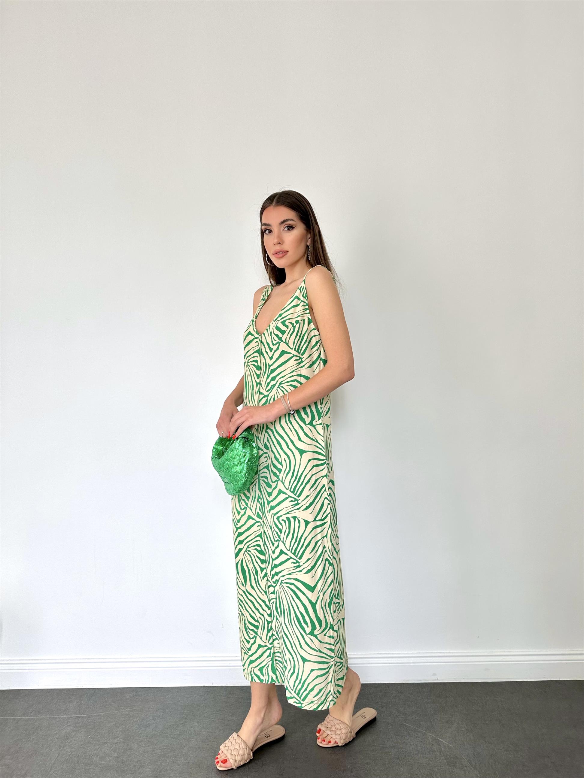 Yeşil Zebra Kadın Elbise