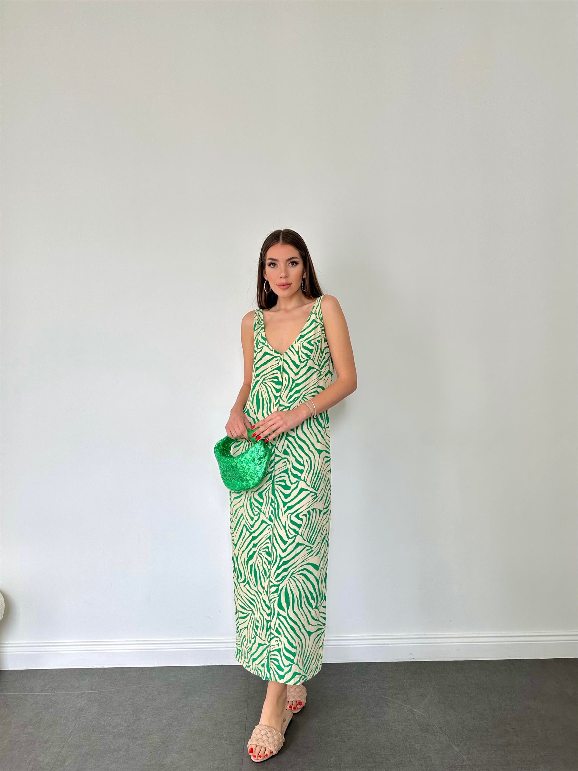 Yeşil Zebra Kadın Elbise