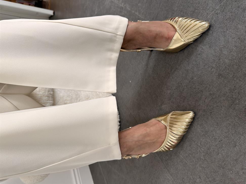Gold Deri Kadın Stiletto