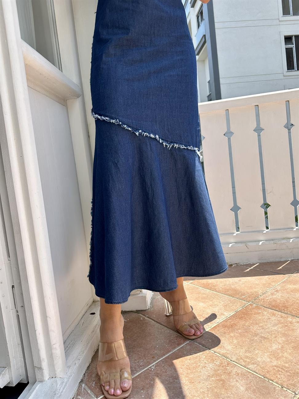 Jean İp Askılı Elbise