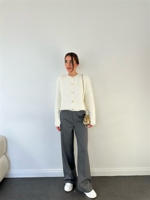 Palazzo Kumaş Pantolon Gri