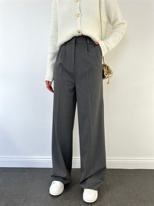 Palazzo Kumaş Pantolon Gri