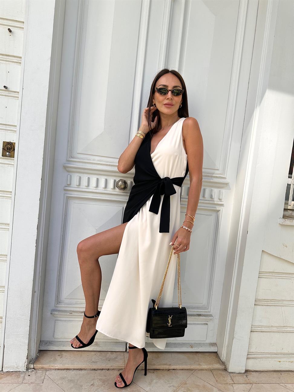 Siyah-Beyaz Renk Kadın Elbise