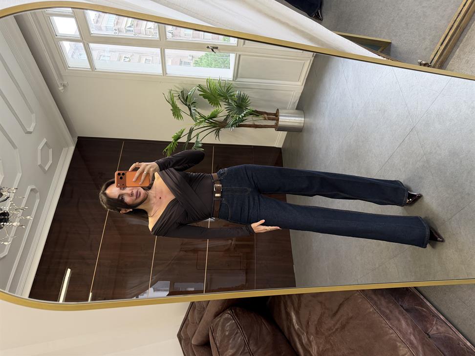 Acı Kahve Drapeli Omzu Açık Bodysuit