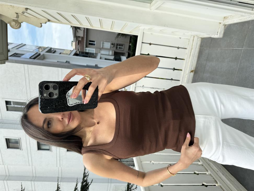 Acı Kahve Kaşkorse U Yaka Atlet Bluz