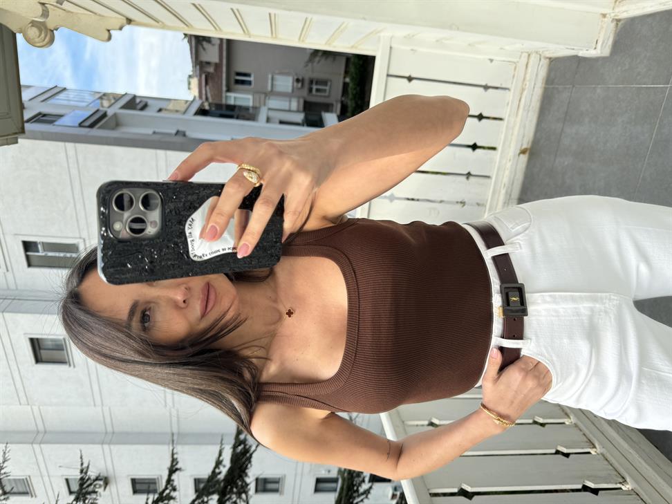 Acı Kahve Kaşkorse U Yaka Atlet Bluz