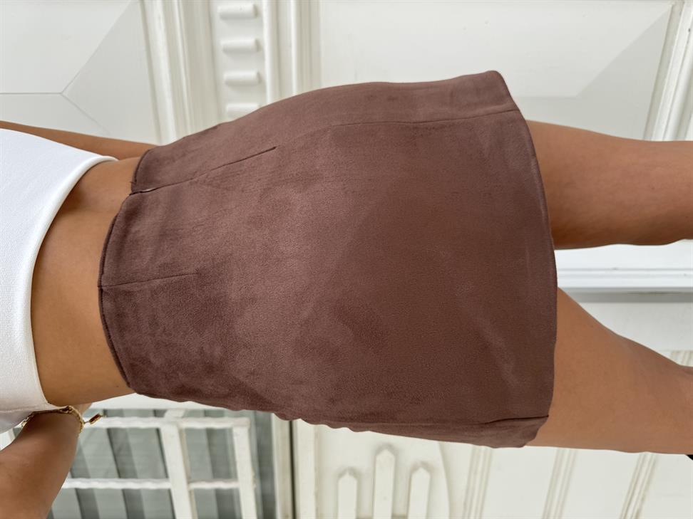 Acı Kahve Süet Etek Ceket Takım