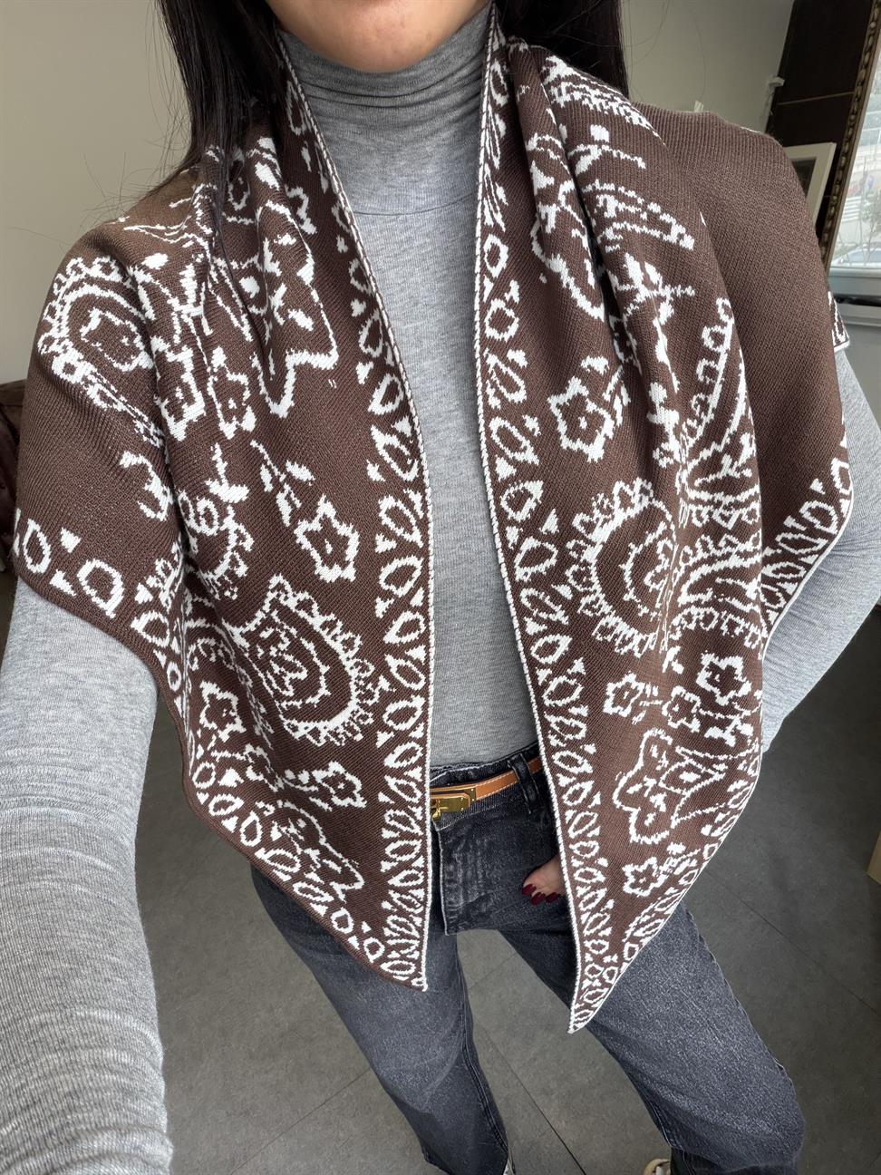 Açık Kahve-Krem Şal