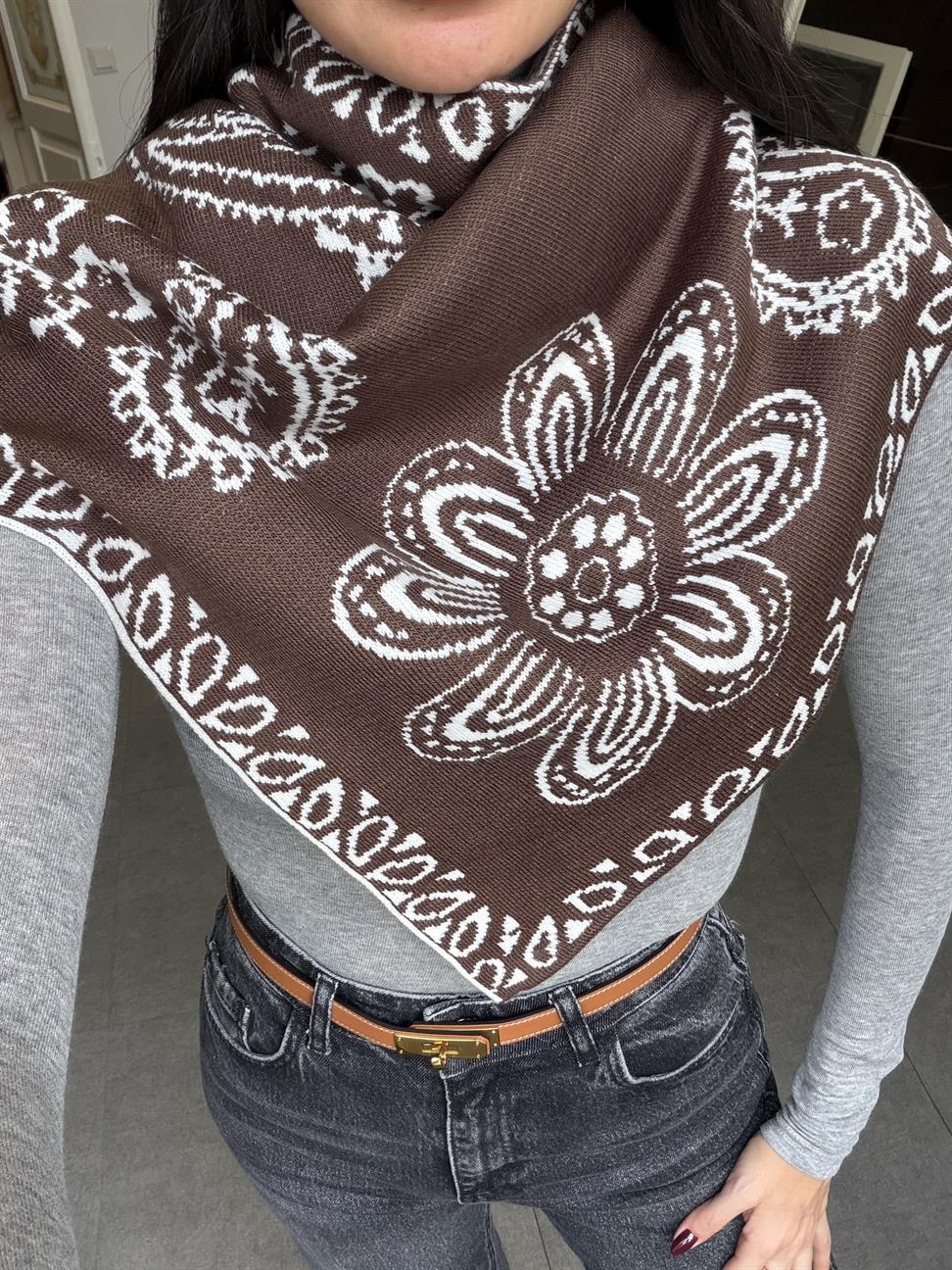 Açık Kahve-Krem Şal