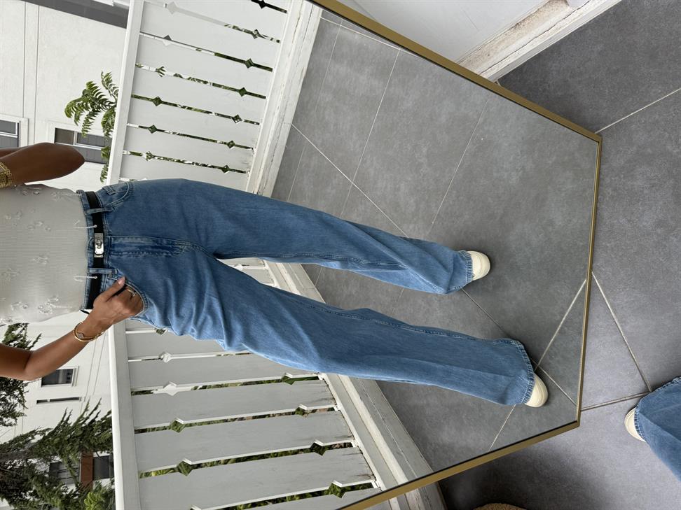 Açık Mavi Bol Paça Denim Pantolon