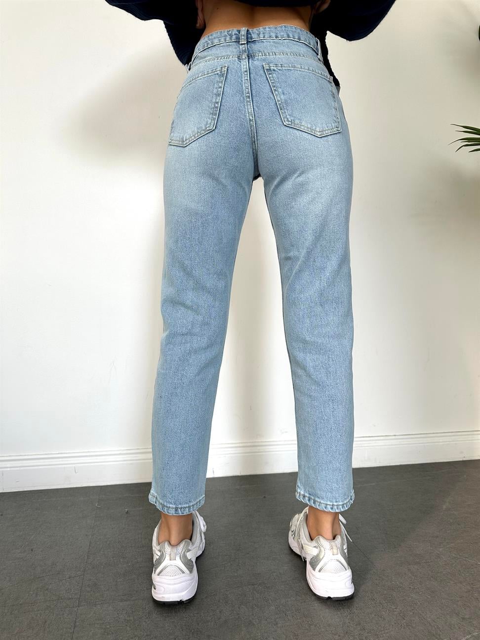 Açık Mavi Mom Fit Jean Pantolon