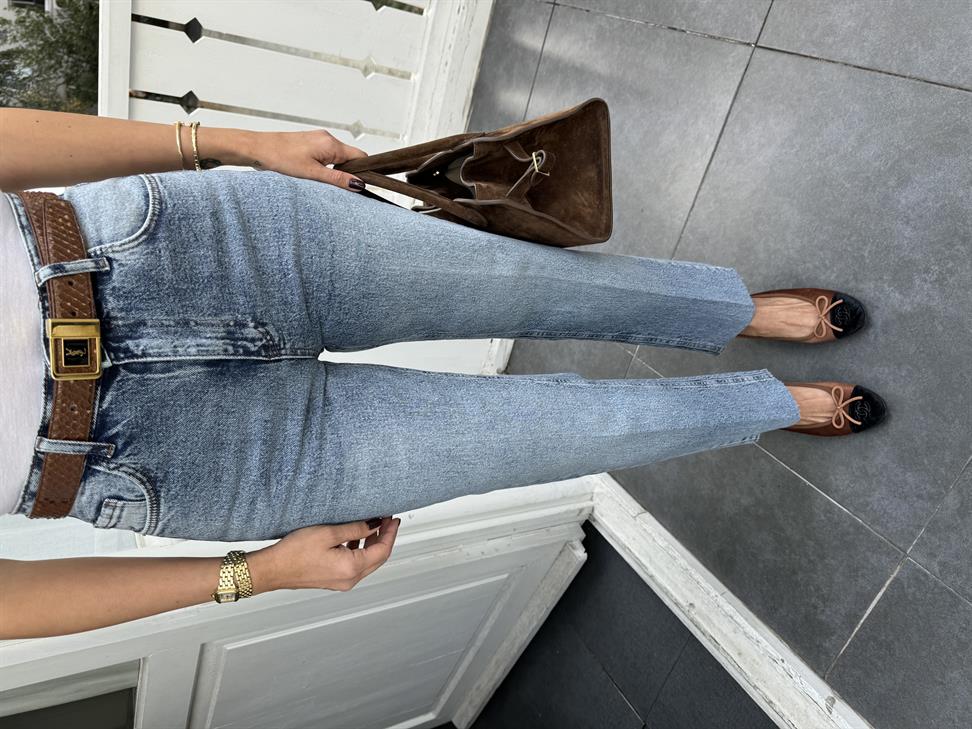 Sky Blue Yıkamalı Düz Kesim Jean Pantolon