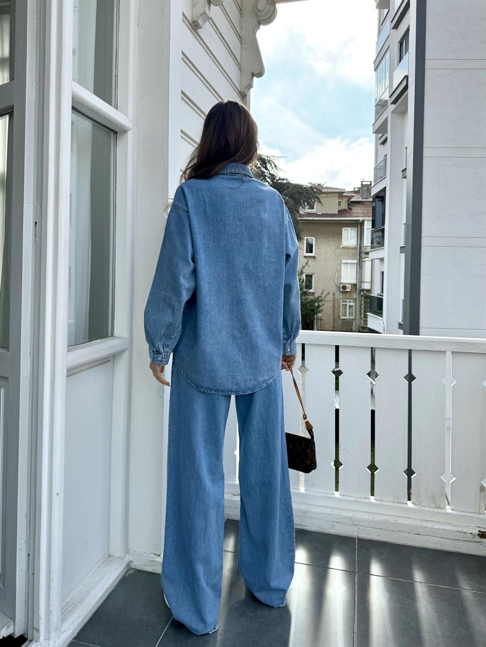 Açık Mavi Pilili Kot Pantolon