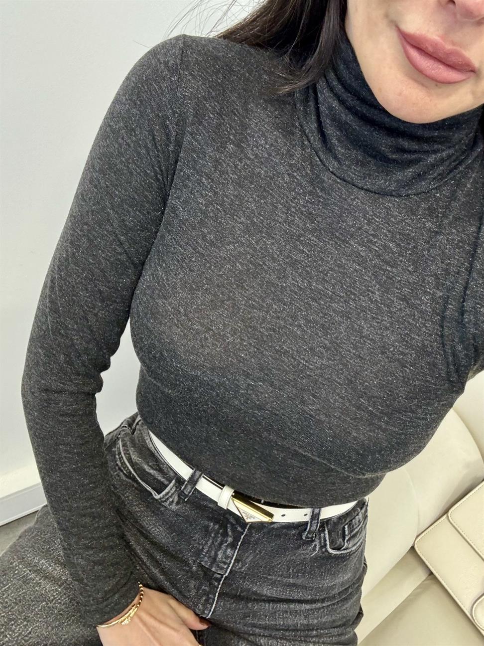 Antrasit Balıkçı Yaka Bluz