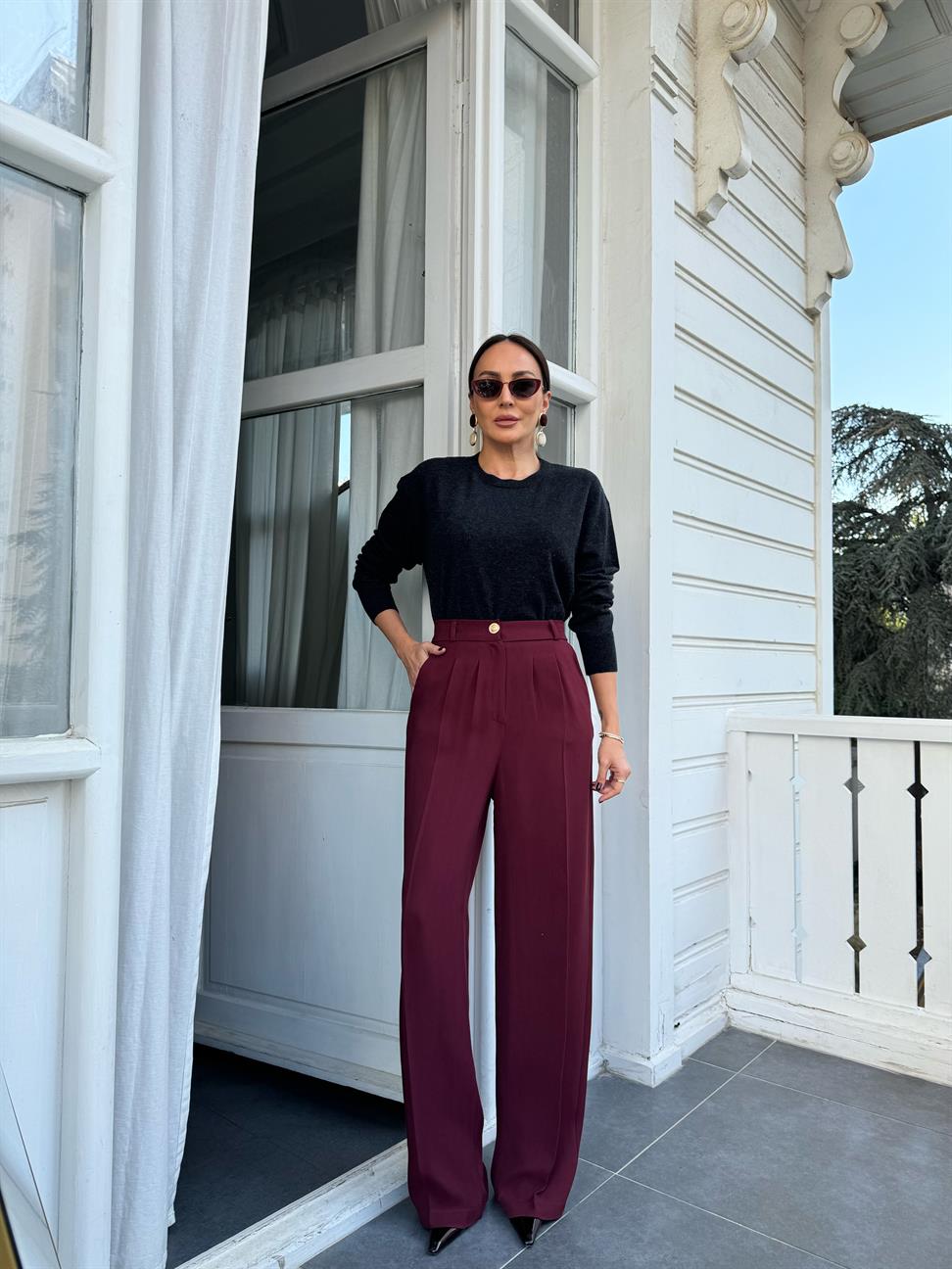 Antrasit Basic Bisiklet Yaka Triko