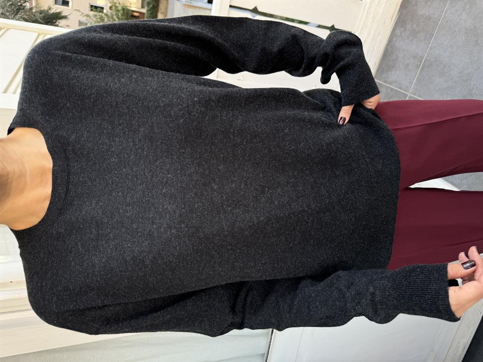 Antrasit Basic Bisiklet Yaka Triko