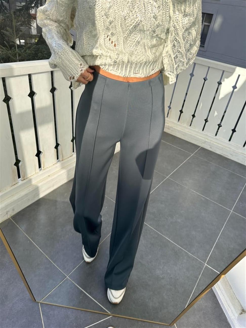 Antrasit Dikişli Scuba Pantolon