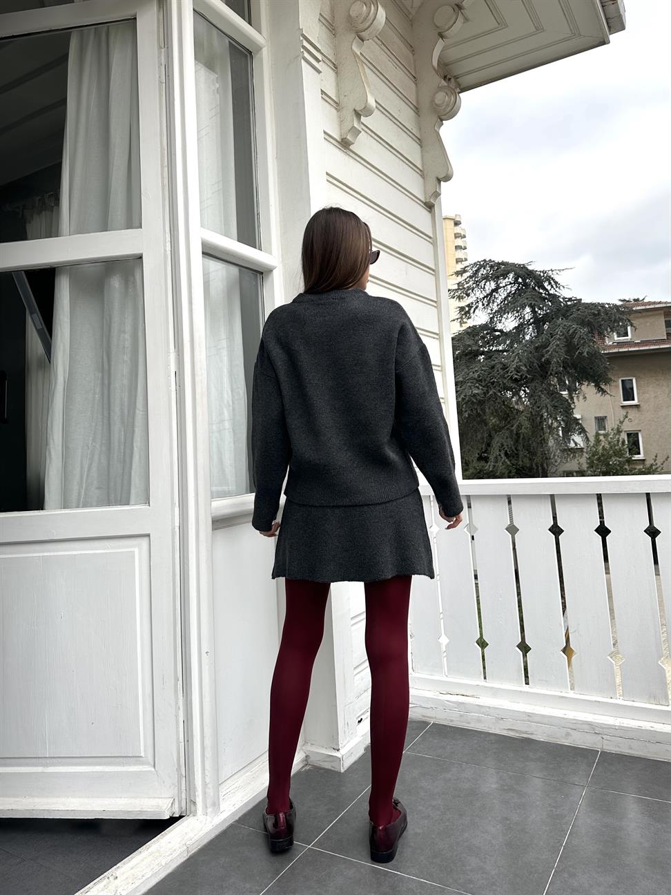 Antrasit Etekli Triko Takım