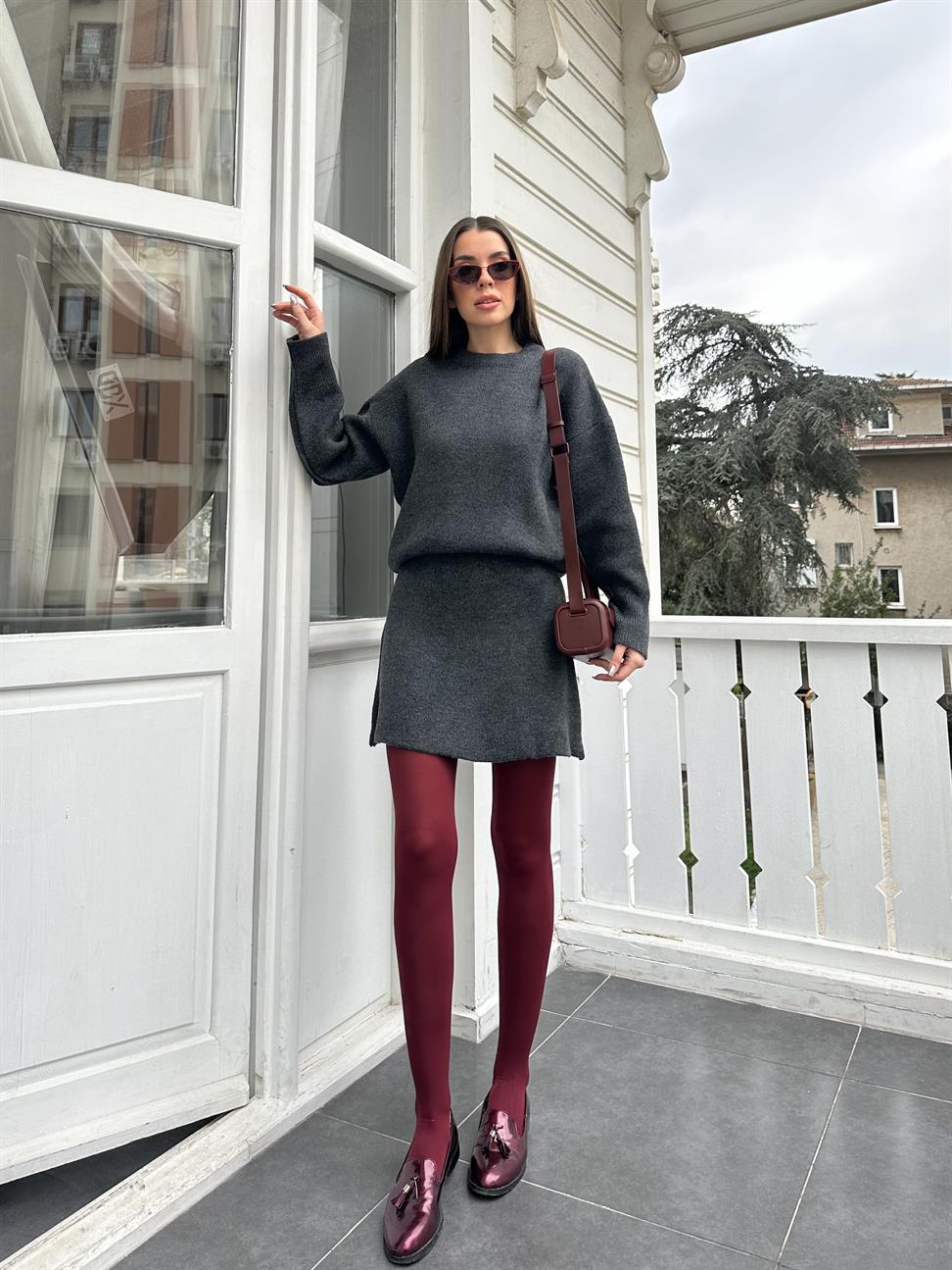 Antrasit Etekli Triko Takım